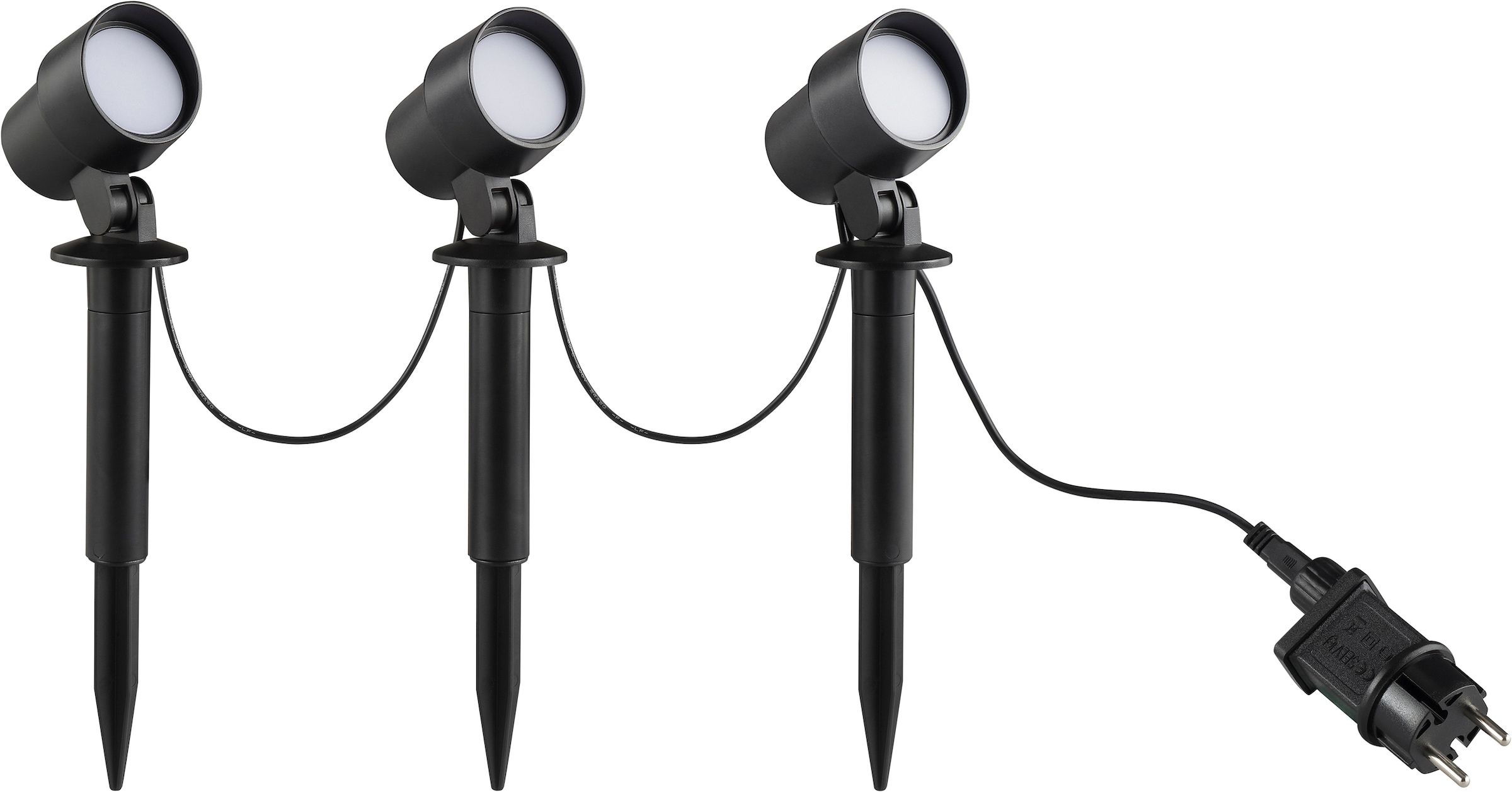Brilliant Gartenstrahler »Kamara« LED-Modul 1 Stk. Warmweiß LED Spieß 3er Set, 21 x 6 x 8 cm, 610 lm, 3000 K, Kunststoff, schwarz