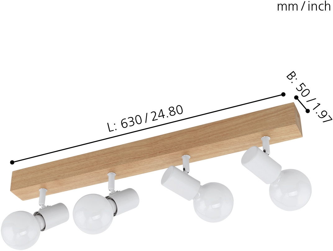 EGLO Deckenspot »TOWNSHEND 3«, 4 flammig, Leuchtmittel E27 | ohne Leuchtmittel-ohne Leuchtmittel, Spot, Wohnzimmerlampe, Flur, L63 x B5 cm, 4X60W exkl.