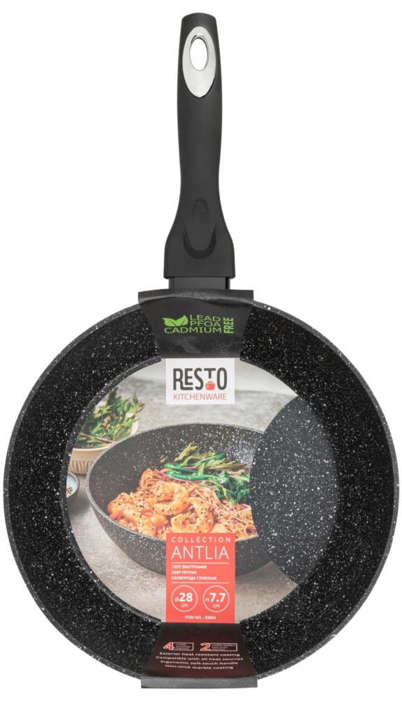 RESTO Kitchenware Bratpfanne »Antlia, tiefe Pfanne mit ergonomischem Soft-Touch-Griff«, Aluminium, (1 tlg.), Marmor-Antihaftbeschichtung, 4-lagig, für alle Herdarten geeignet