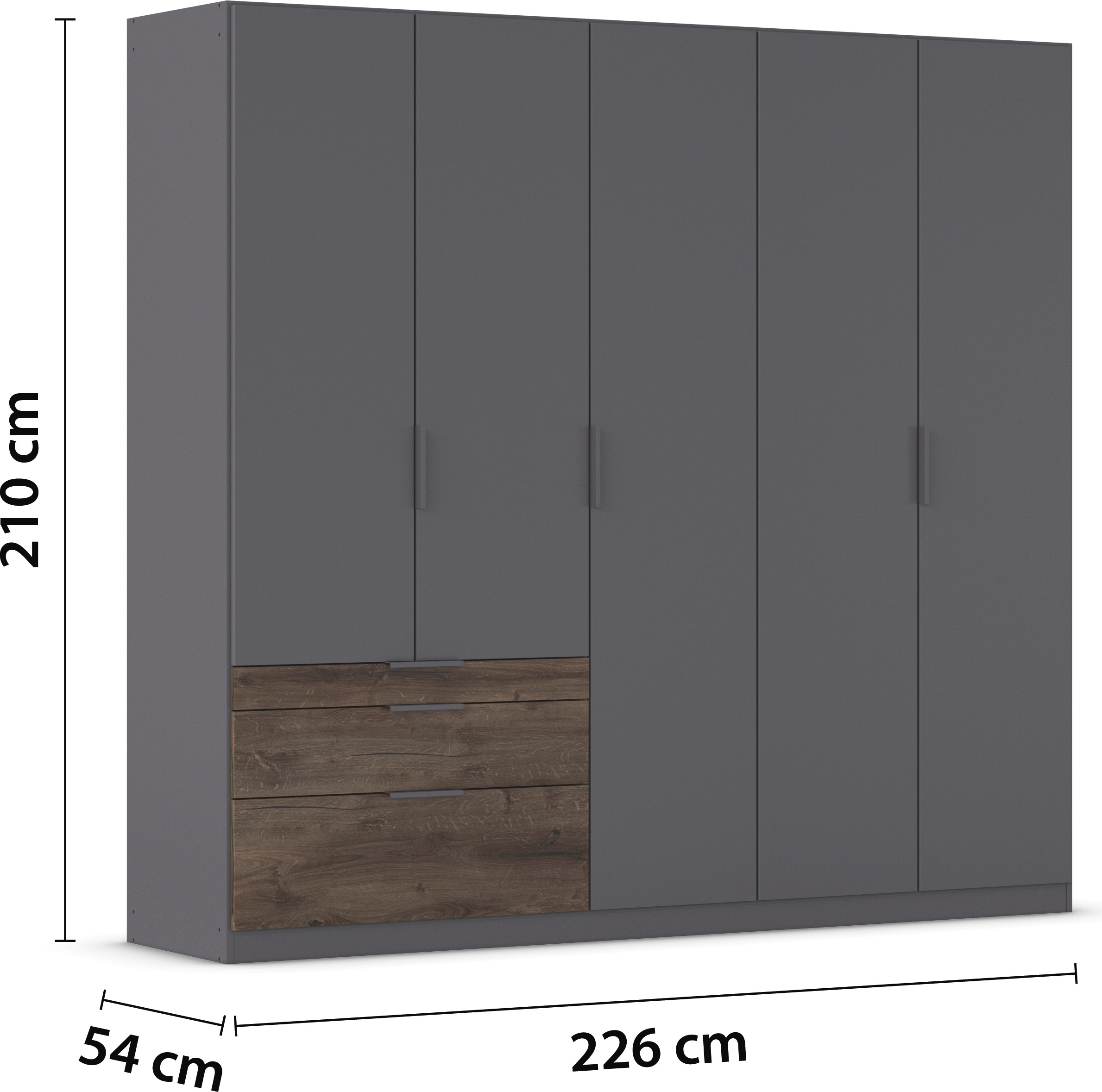 rauch Kleiderschrank »Drehtürenschrank Schrank Garderobe Schlafzimmerschrank KODA«, (oberer Schubkasten mit praktischer Inneneinteilung), mit asymmetrisch angeordneten Schubladen MADE IN GERMANY
