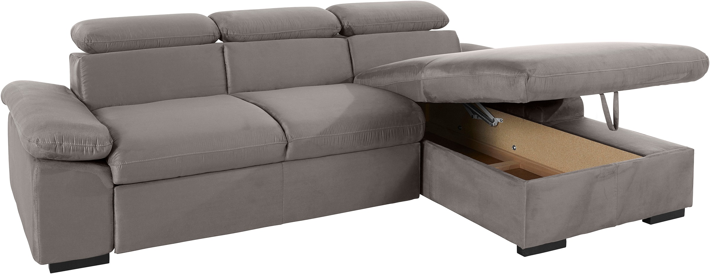 COTTA Ecksofa »Lola L-Form mit Kopfteilfunktion & Hocker«, (Set, mit Hocker), wahlweise mit Bettfunktion, Bettkasten & Armteilverstellung