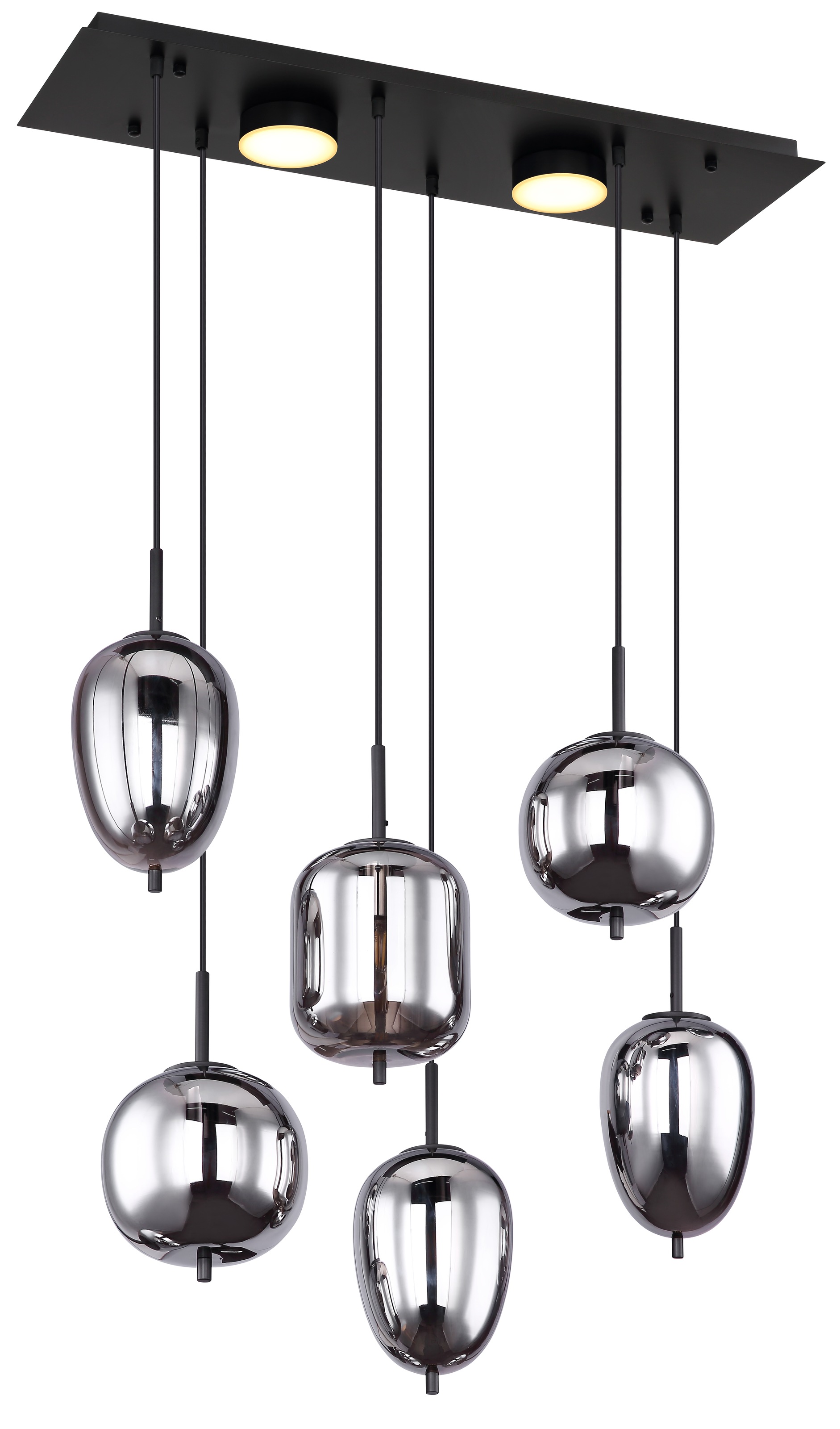GLOBO LIGHTING Hängeleuchte »BLACKY«, Leuchtmittel E14 | ohne Leuchtmittel, Hängelampe/Pendelleuchte/Glas rauchfarben/unterschiedliche Gläser