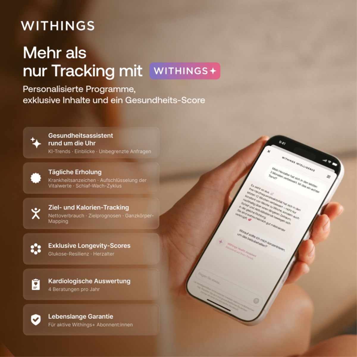 Withings Körper-Analyse-Waage »Withings BodyFit: Smarte Körperwaage mit 40+ Biomarkern« 99 % DEXA-Genauigkeit • Stoffwechselbewertung • Kostenlose App