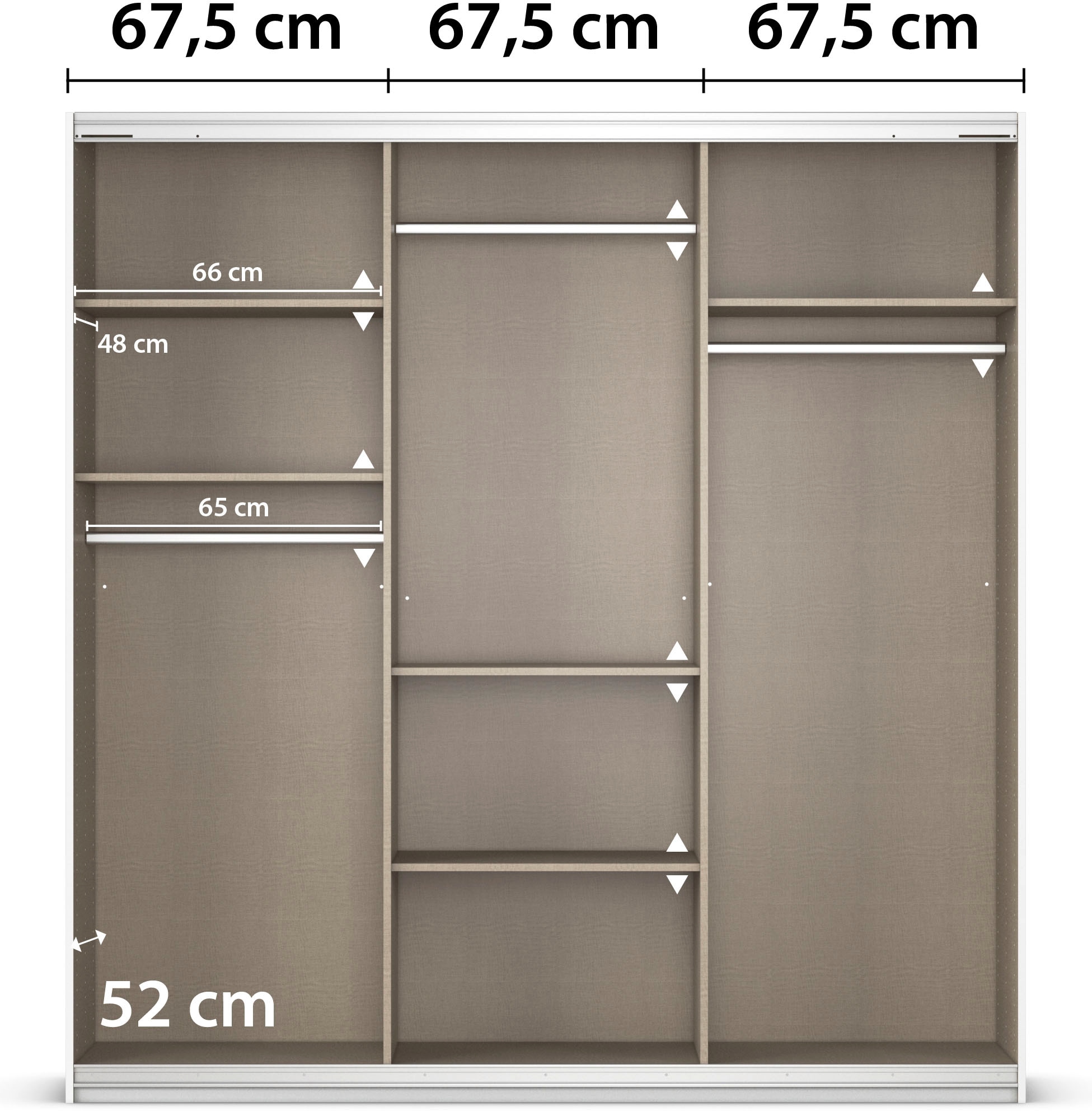 rauch Schwebetürenschrank »Kleiderschrank Schrank Garderobe AGORDO mit Dekor- oder Hochglanzfront«, (in zwei Griff-Farben), durchdachte Innenausstattung, in 4 Breiten und 2 Höhen MADE IN GERMANY