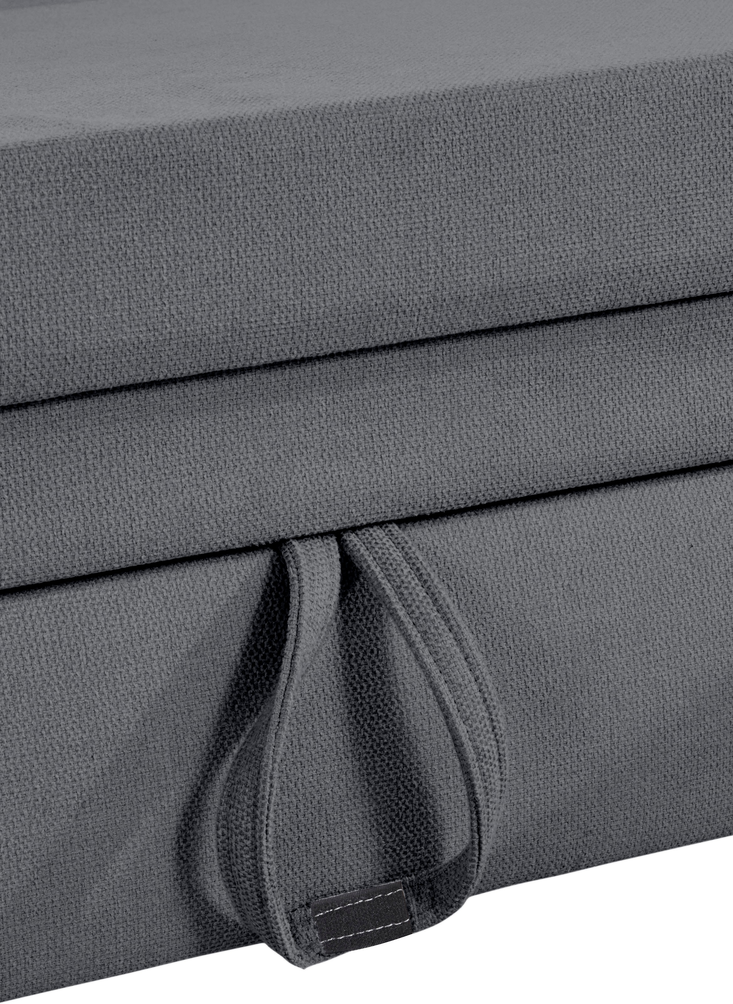 Places of Style Ecksofa »Lolland L-Form«, Wahlweise mit Bettfunktion und Stauraum, auch mit abwischbarem Bezug