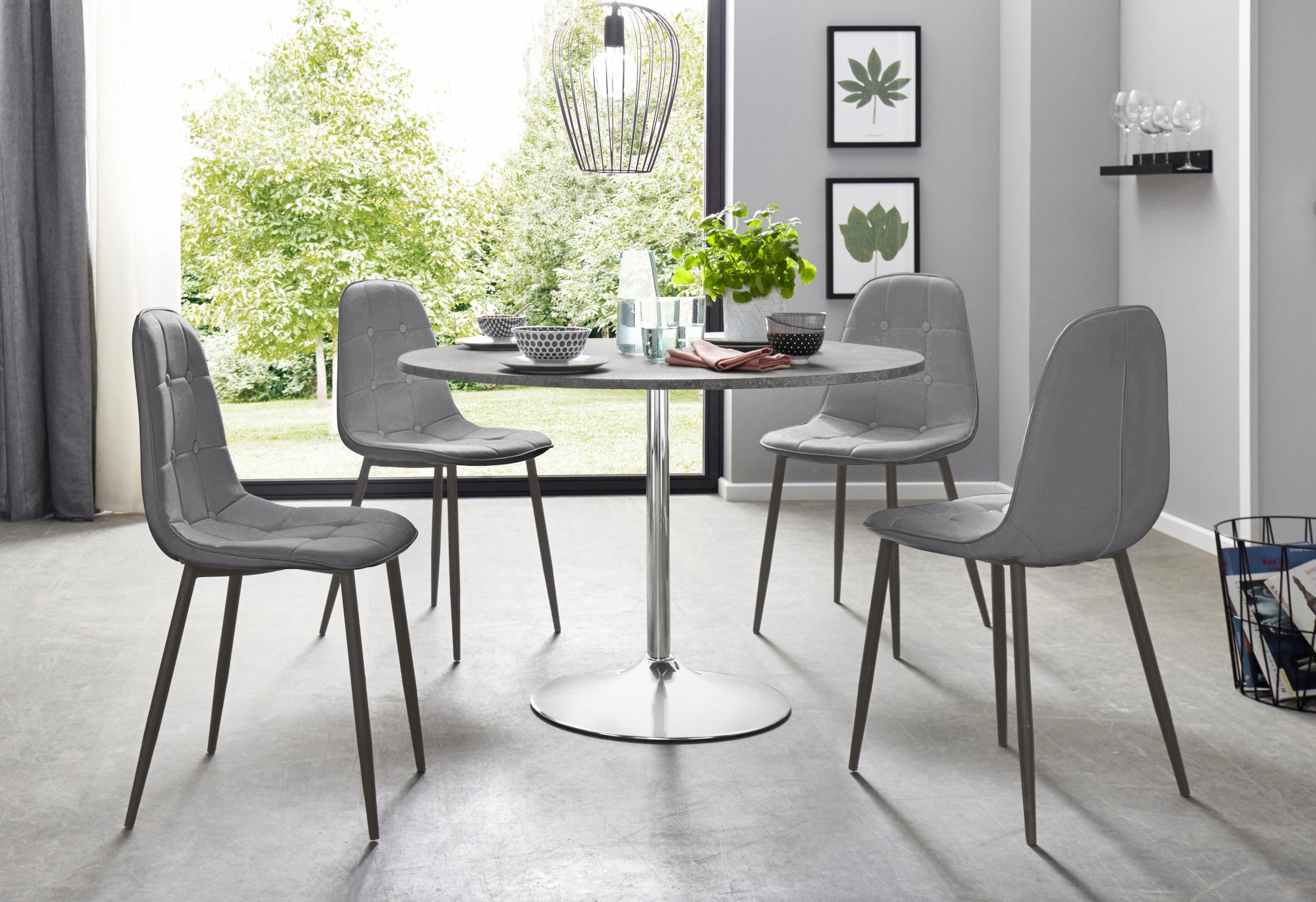 INOSIGN Essgruppe Set, 5 Stk. tlg. mit rundem Tisch im Zement-Optik günstig online kaufen