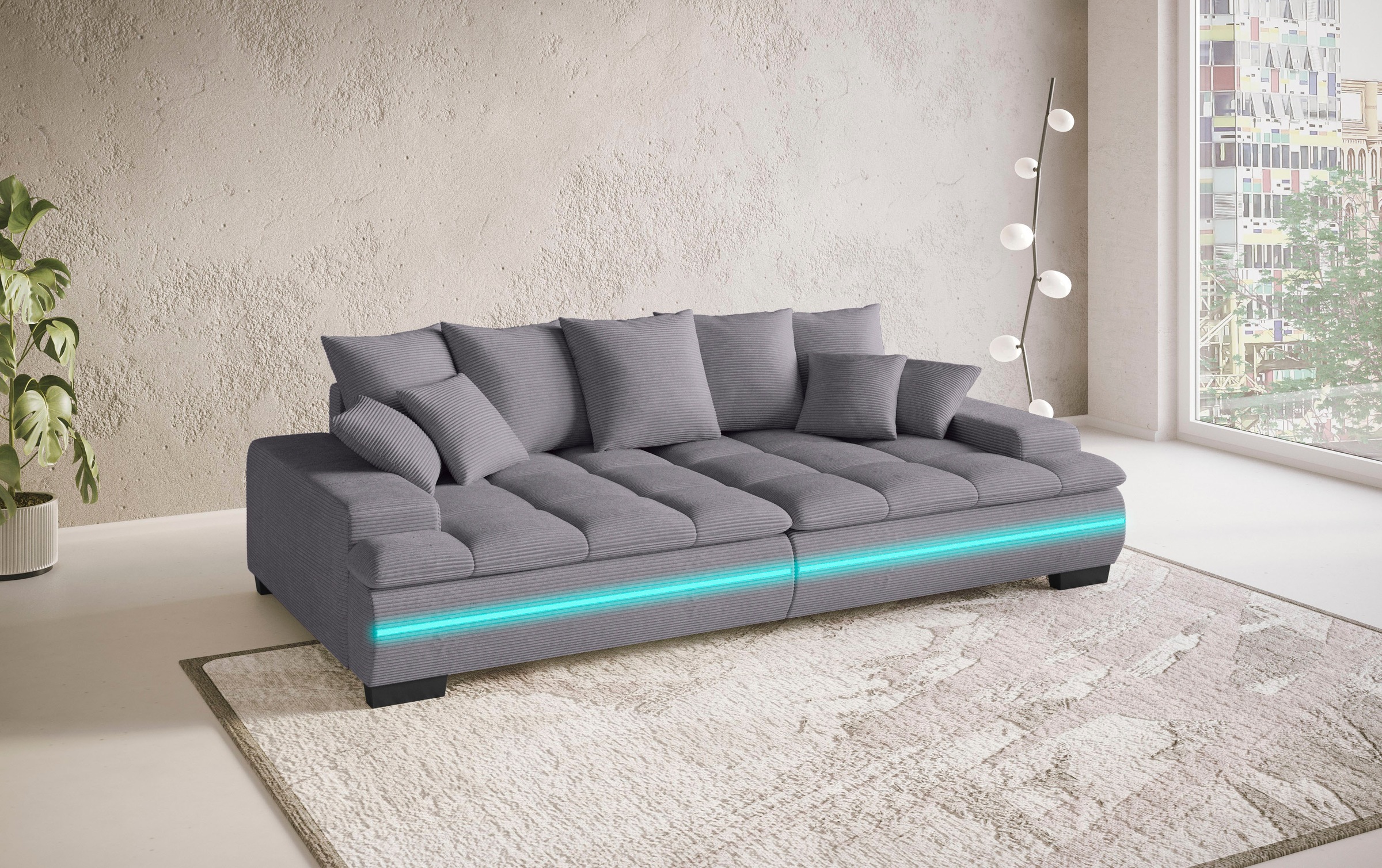 Mr. Couch Big-Sofa »Haiti II«, RGB-LED Beleuchtung, Kaltschaumpolsterung, bis 140 kg belastbar