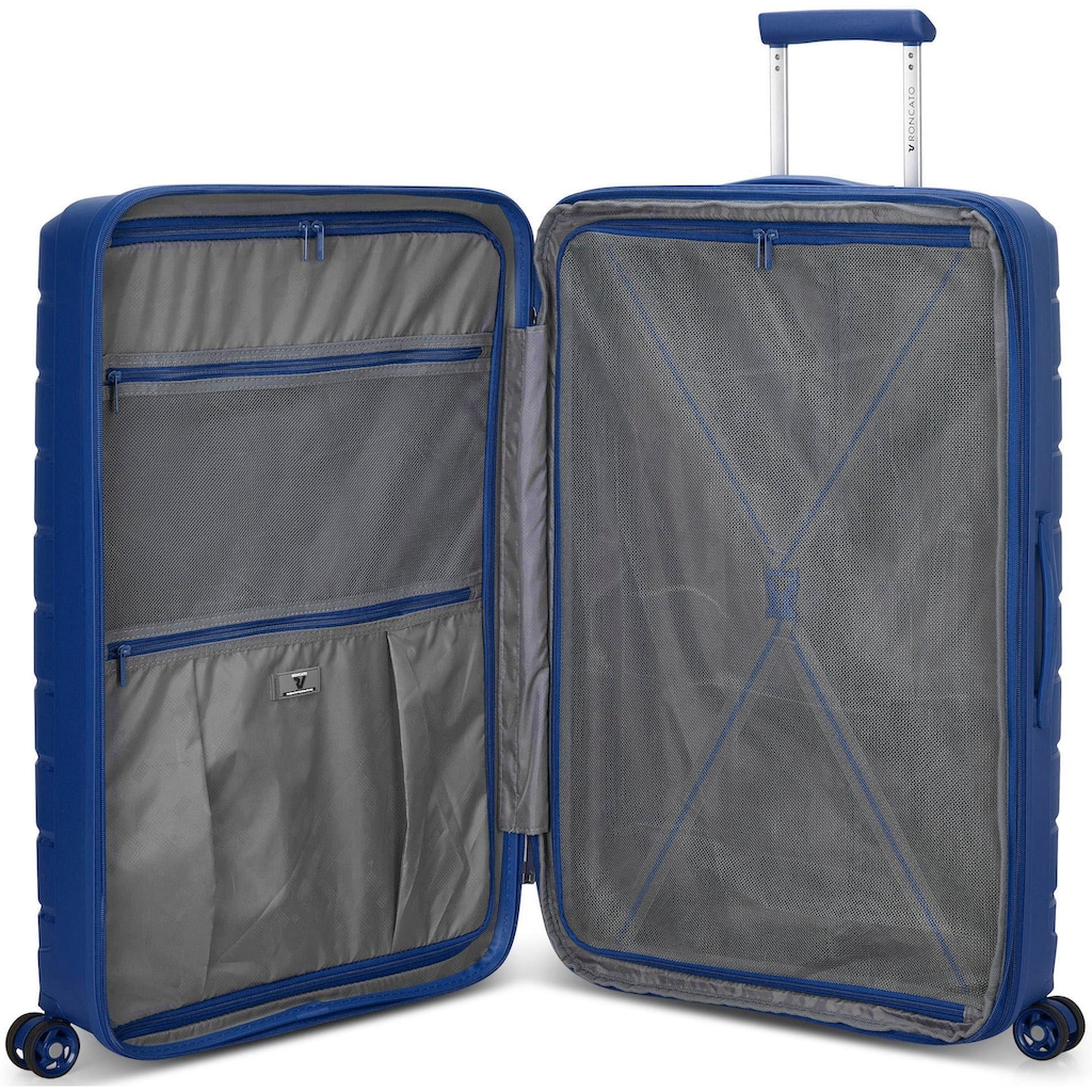 RONCATO Hartschalen-Trolley »B-FLYING, 76 cm, dunkelblau«, 4 Rollen, Reisegepäck Aufgabegepäck Volumenerweiterung Koffer
