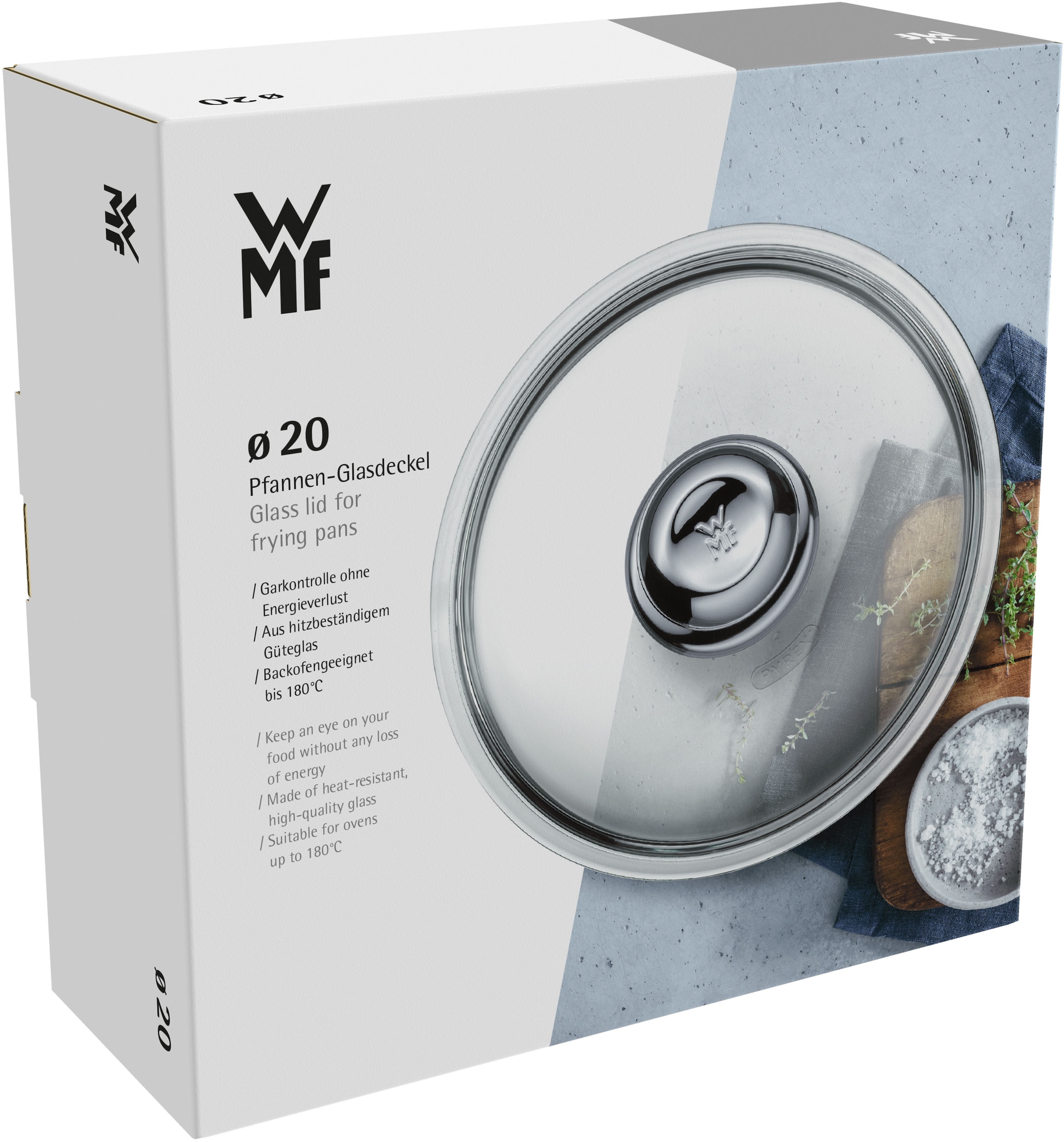 WMF Pfannendeckel »WMF Glasdeckel«, (1 tlg.), für Pfannen mit 20 cm Durchmesser, Borosilikatglas, robust, stoßsicher