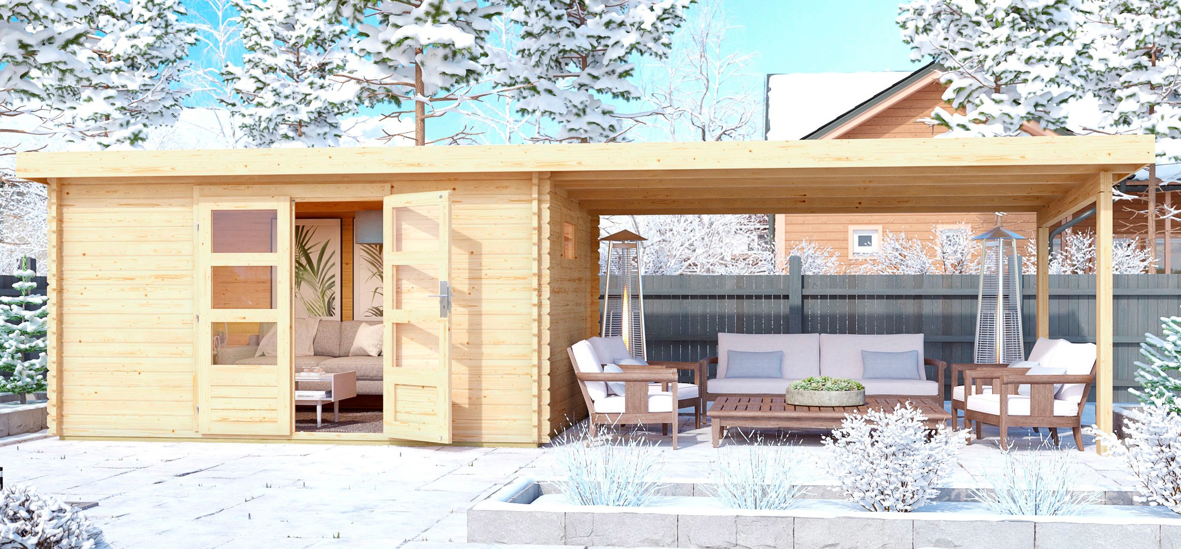 WOODFeeling Gartenhaus »Trittau 5«, mit Anbaudach