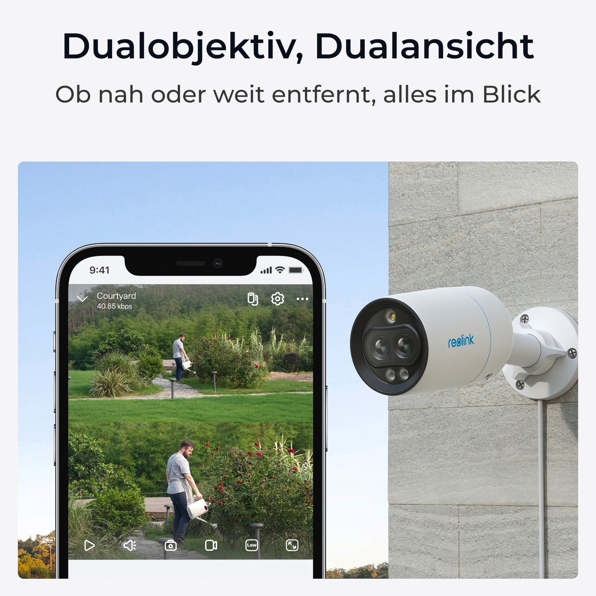 Reolink Überwachungskamera »P330M - 4K Dual-Objektiv Überwachungskamera Aussen mit Farbnachtsicht«, Außenbereich, PoE, Weitwinkel- und Nahansicht, Personen-/Fahrzeug-/Tiererkennung