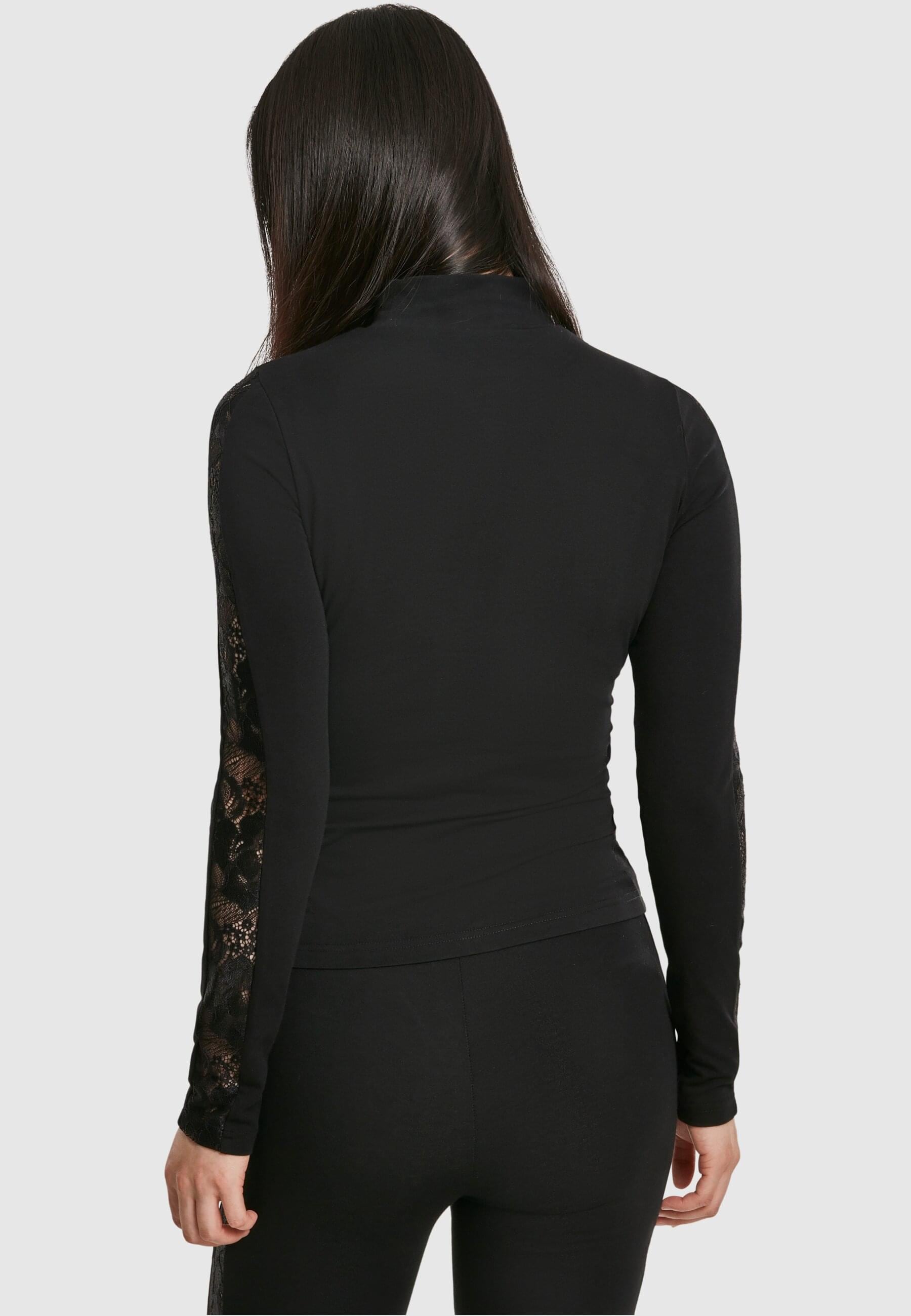 URBAN CLASSICS T-Shirt »Urban Classics Damen Ladies Lace Striped LS« 1 Stk.