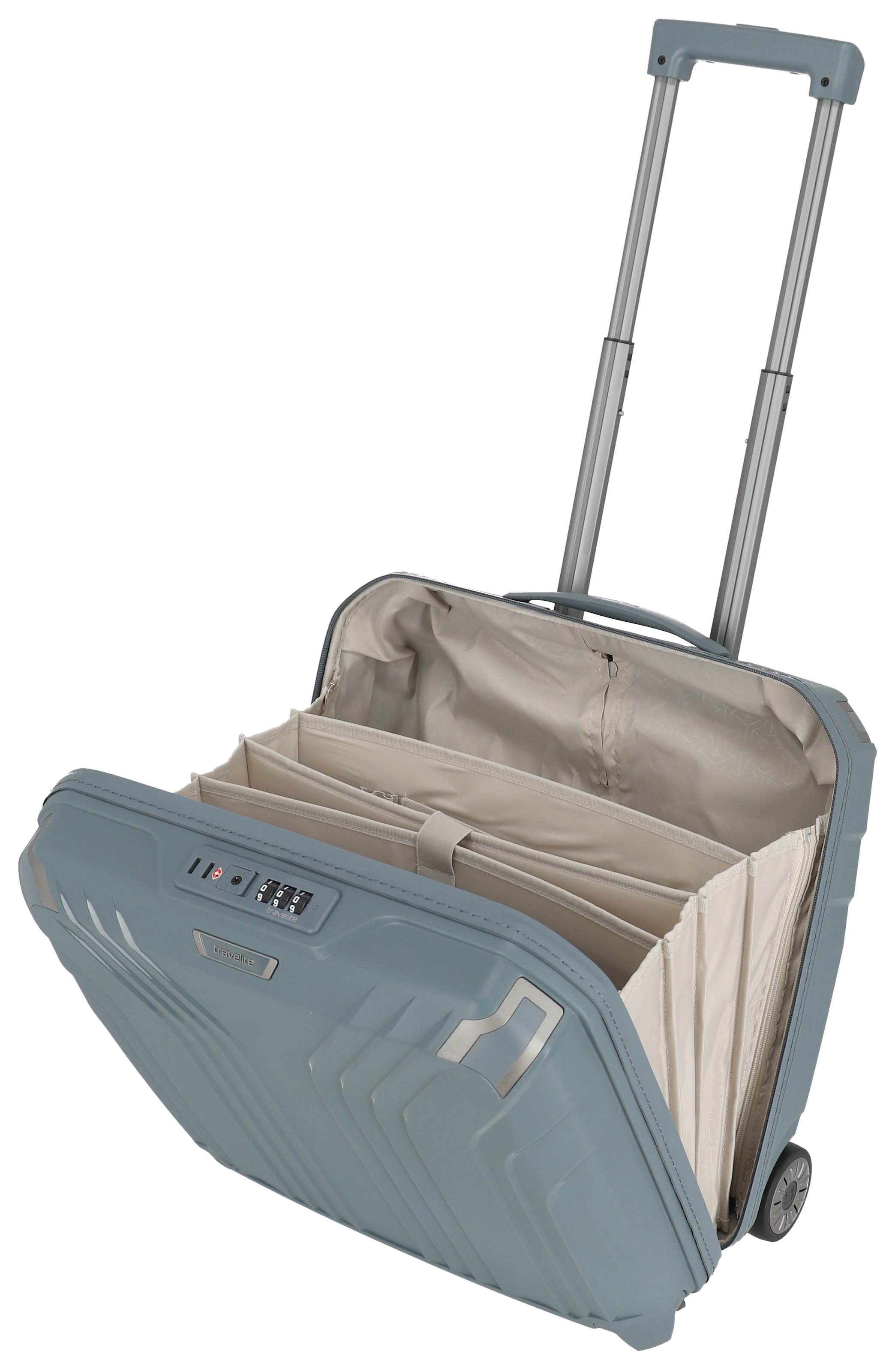 travelite Hartschalen-Trolley »ELVAA Business-Trolley«, 4 Rollen, Reisegepäck Handgepäck-Koffer Trolley-Aufsteck-System TSA Schloss