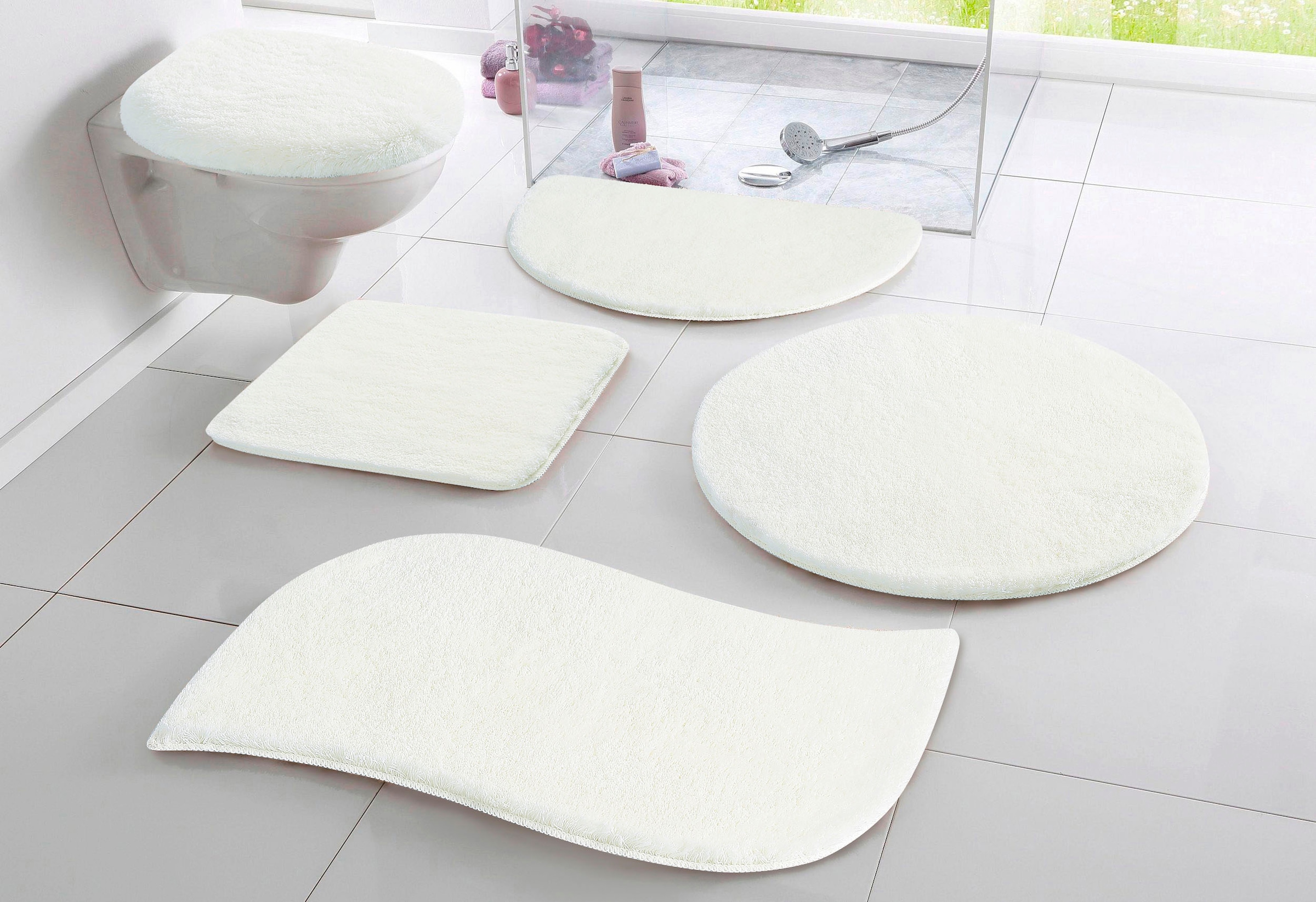my home Badematte »Merida, Badvorleger, Badezimmer Teppich«, rutschhemmend beschichtet, fußbodenheizungsgeeignet-schnell trocknend-strapazierfähig, Badteppich, Uni Farben, rechteckig, rund & als 2-tlg. Set erhältlich