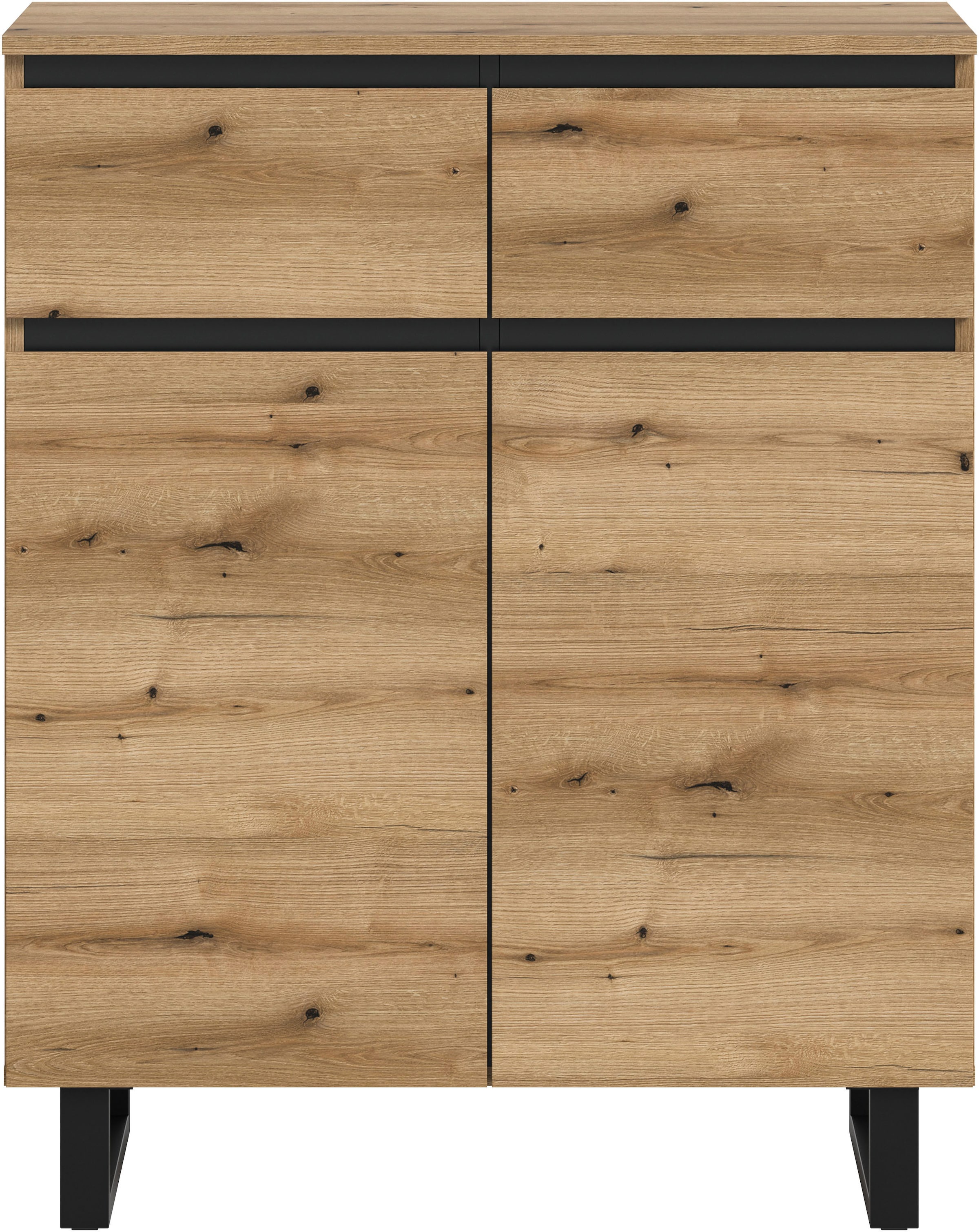 INOSIGN Kommode »TOMA, Höhe: 99cm, mit Metall-Kufen-Fuß, 2 Türen, 2 Schubkästen«, Anrichte, Sideboard, Schrank, Board, Highboard