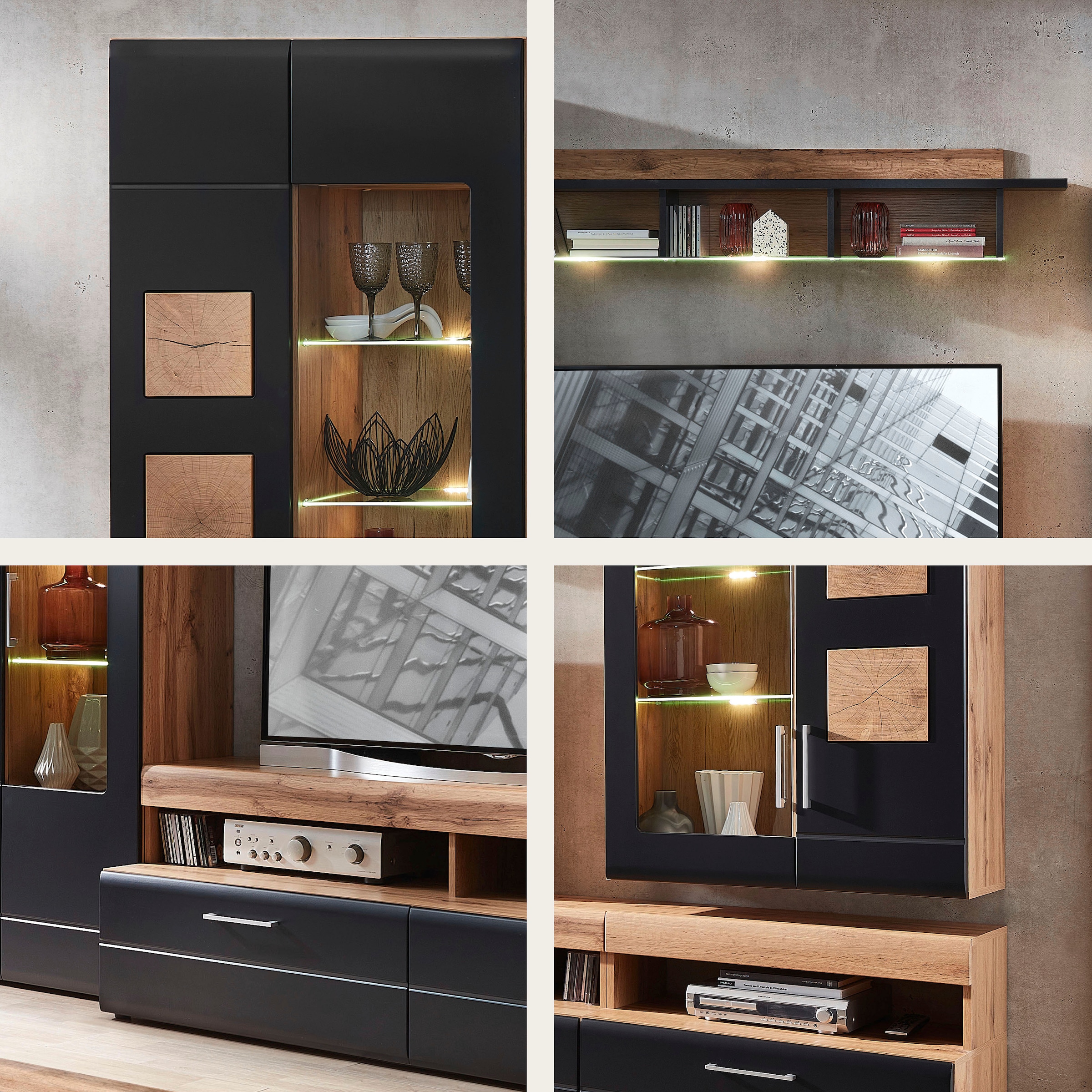 Innostyle Wohnwand »Sonate, TOPSELLER!«, (Komplett-Set, 5 St., Wohnwand), inkl. LED-Beleuchtung