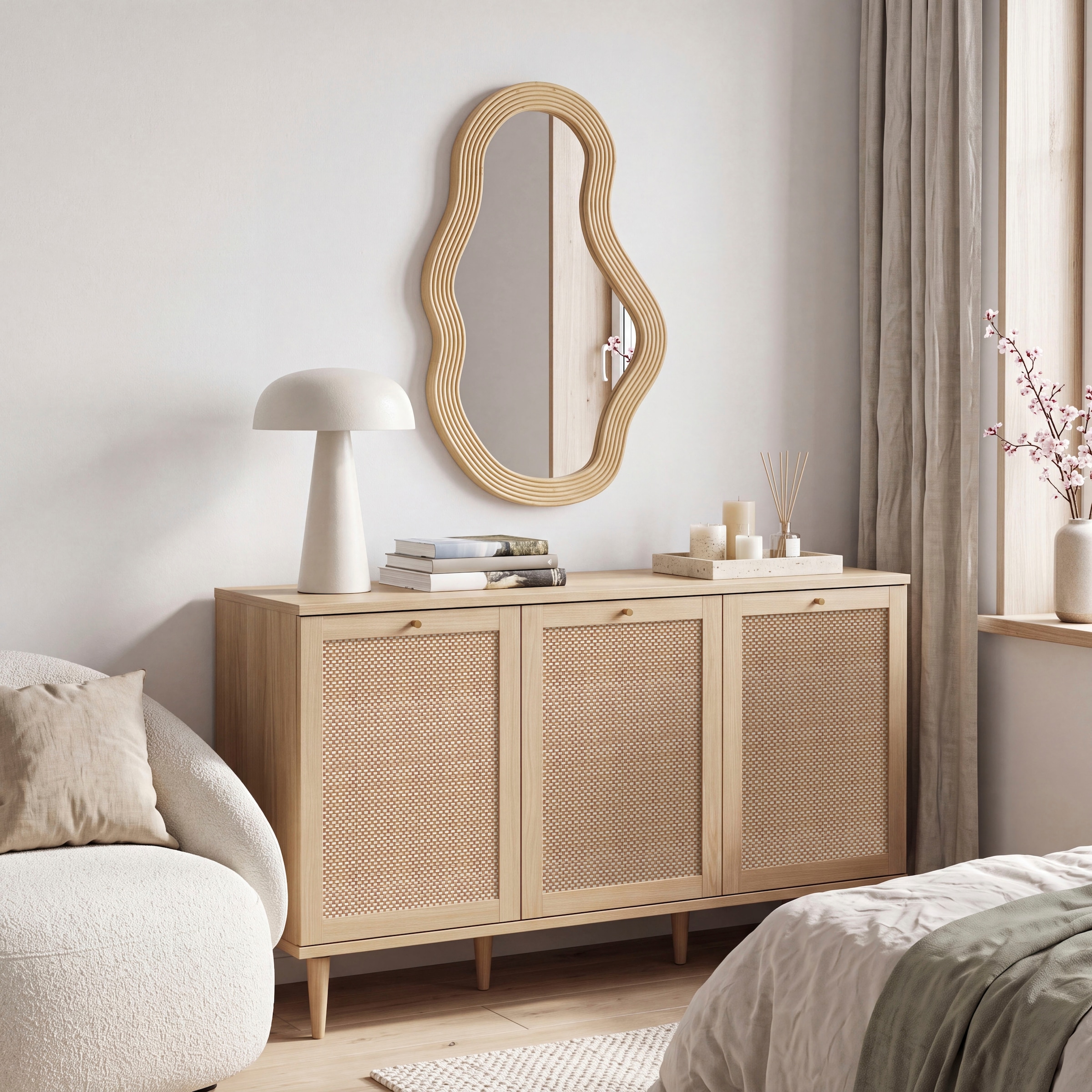 OTTO home Sideboard »ELLIAN mit  Wiener Geflechtoptik, 3 Türen« Holzfüße, Metallgriffe, Made in EU, viel Stauraum, FSC® zertifiziert