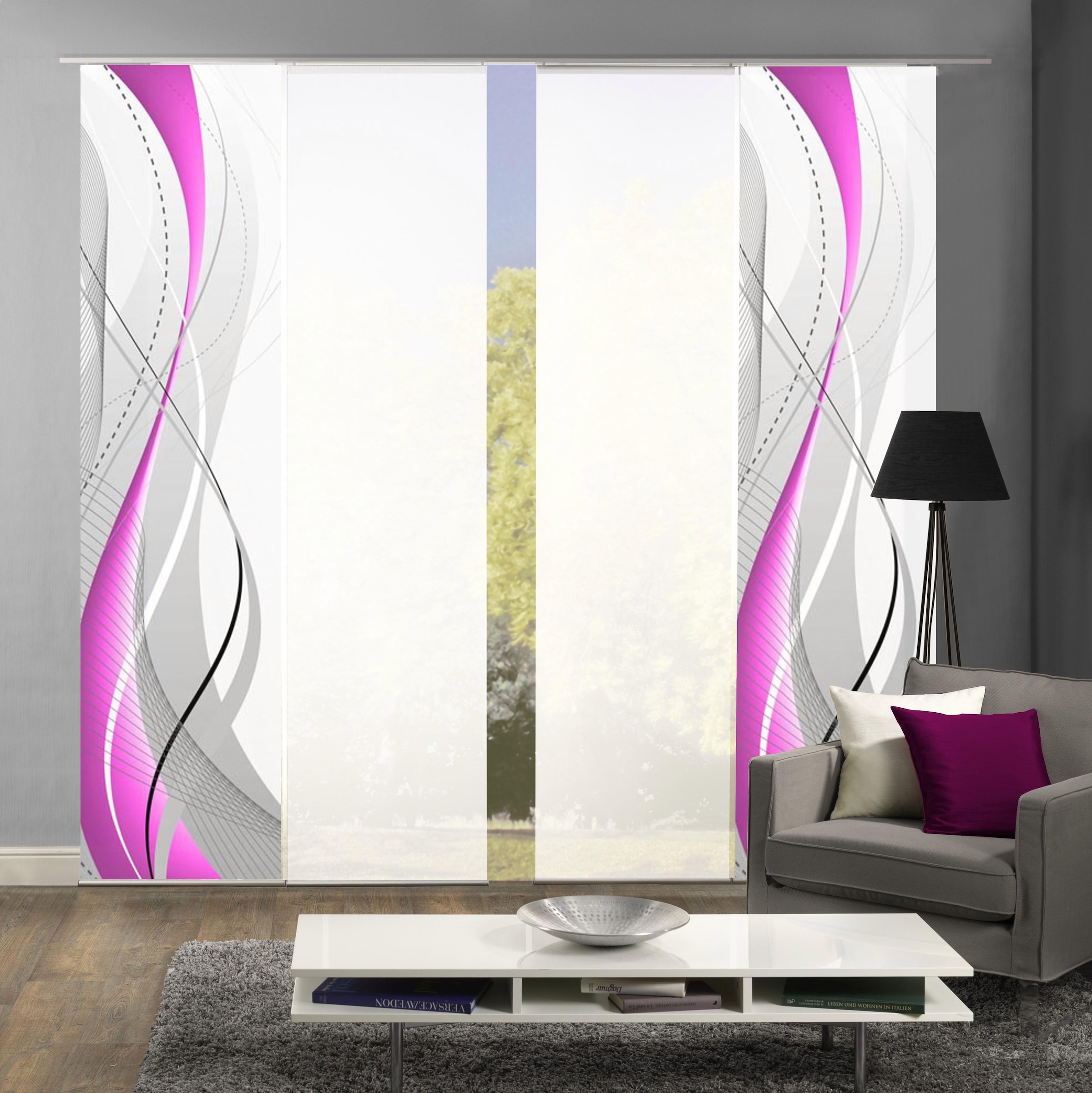 HOME WOHNIDEEN Schiebegardine »WUXi« Klettband 4 Stk. tlg. HxB: 245x60, ink günstig online kaufen