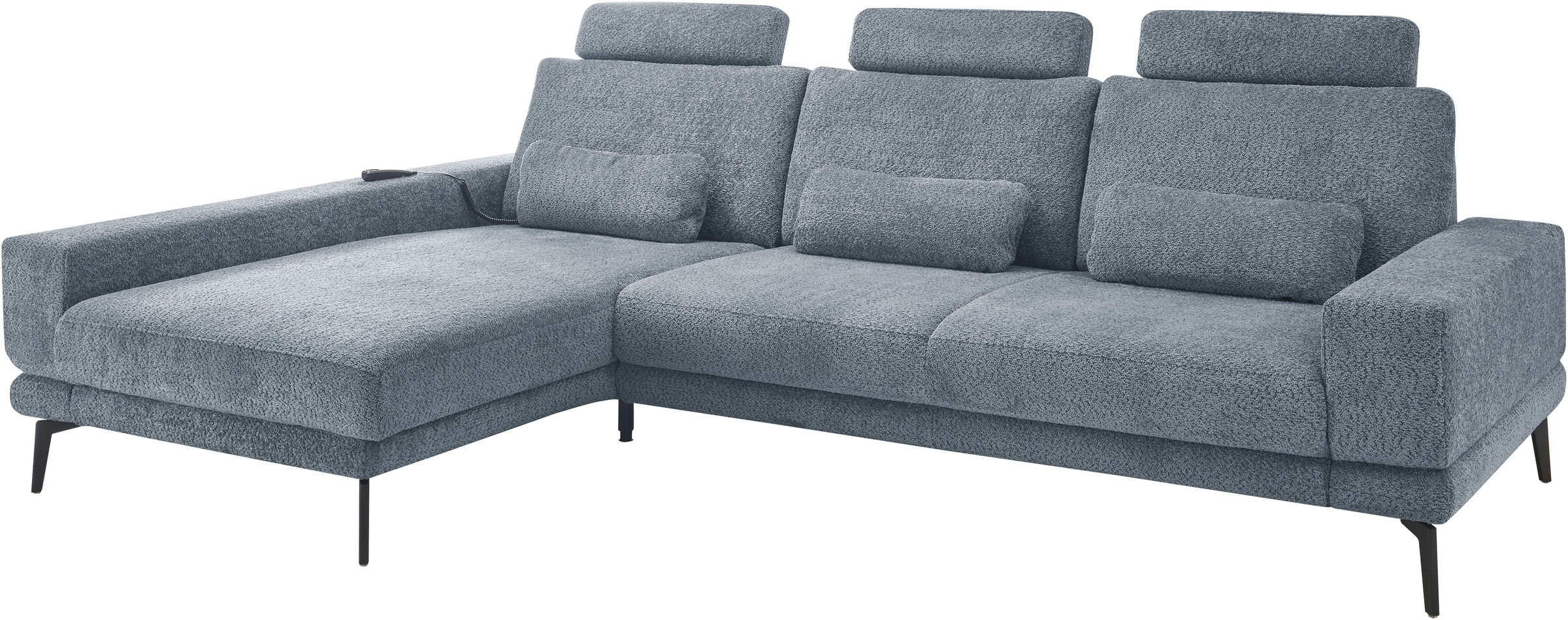 set one by Musterring Ecksofa »SO 3600, inkl motor. Sitztiefenverstellung, Kopfstützen, Nierenkissen«, Sitzhöhe 42 cm, Kaltschaum, Breite 293 x Tiefe 180 cm, Kama blue