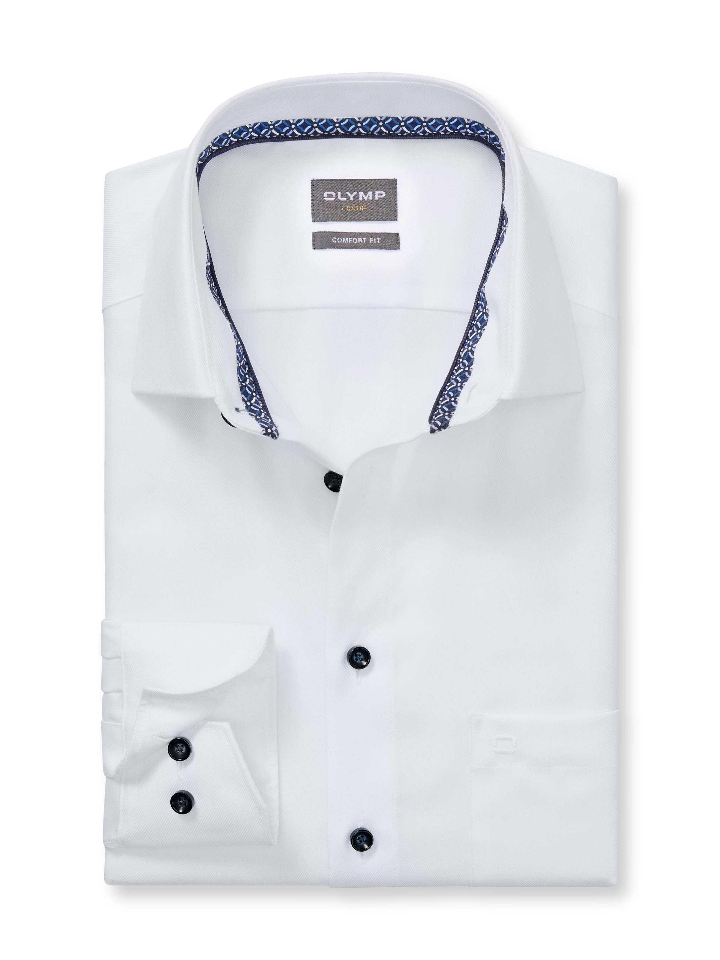 OLYMP Businesshemd »Luxor Comfort Fit New-Kentkragen« kontrastfarbene Details an Krageninnenseite, comfort fit