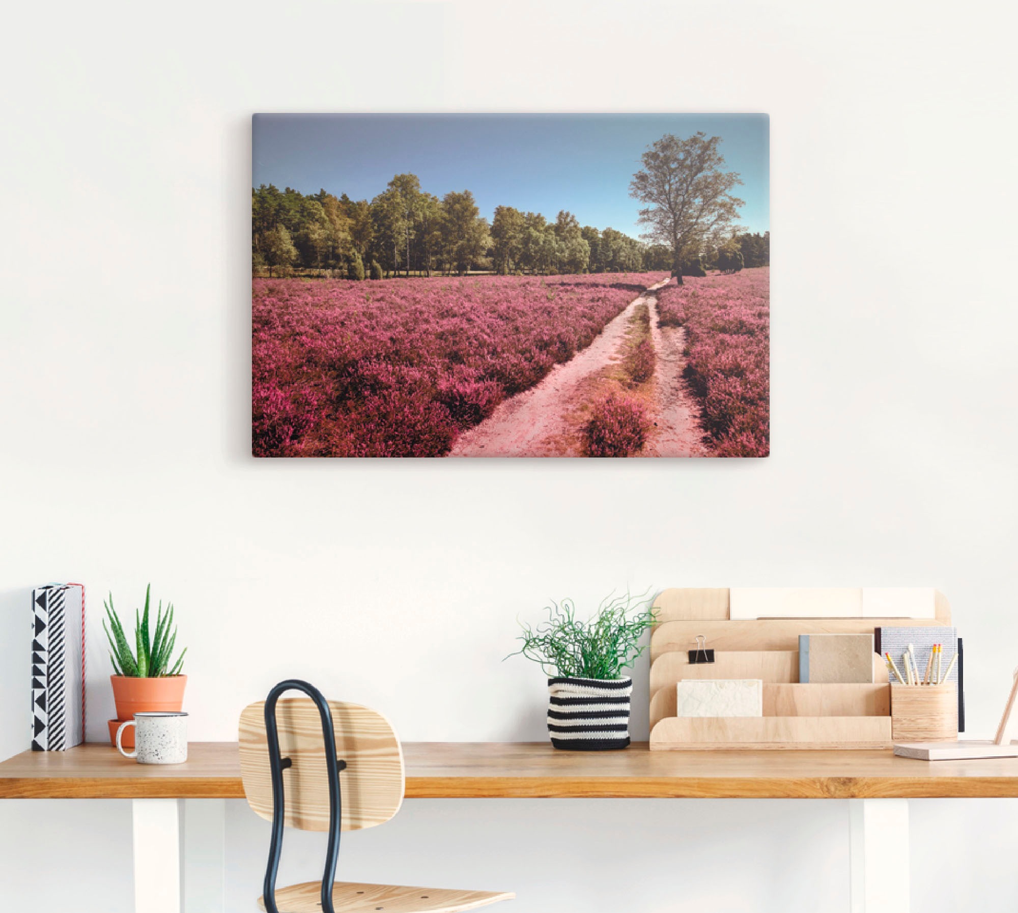 Artland Leinwandbild »Lüneburger Heide Romantik«, Blumenwiese, (1 St.), auf Keilrahmen gespannt