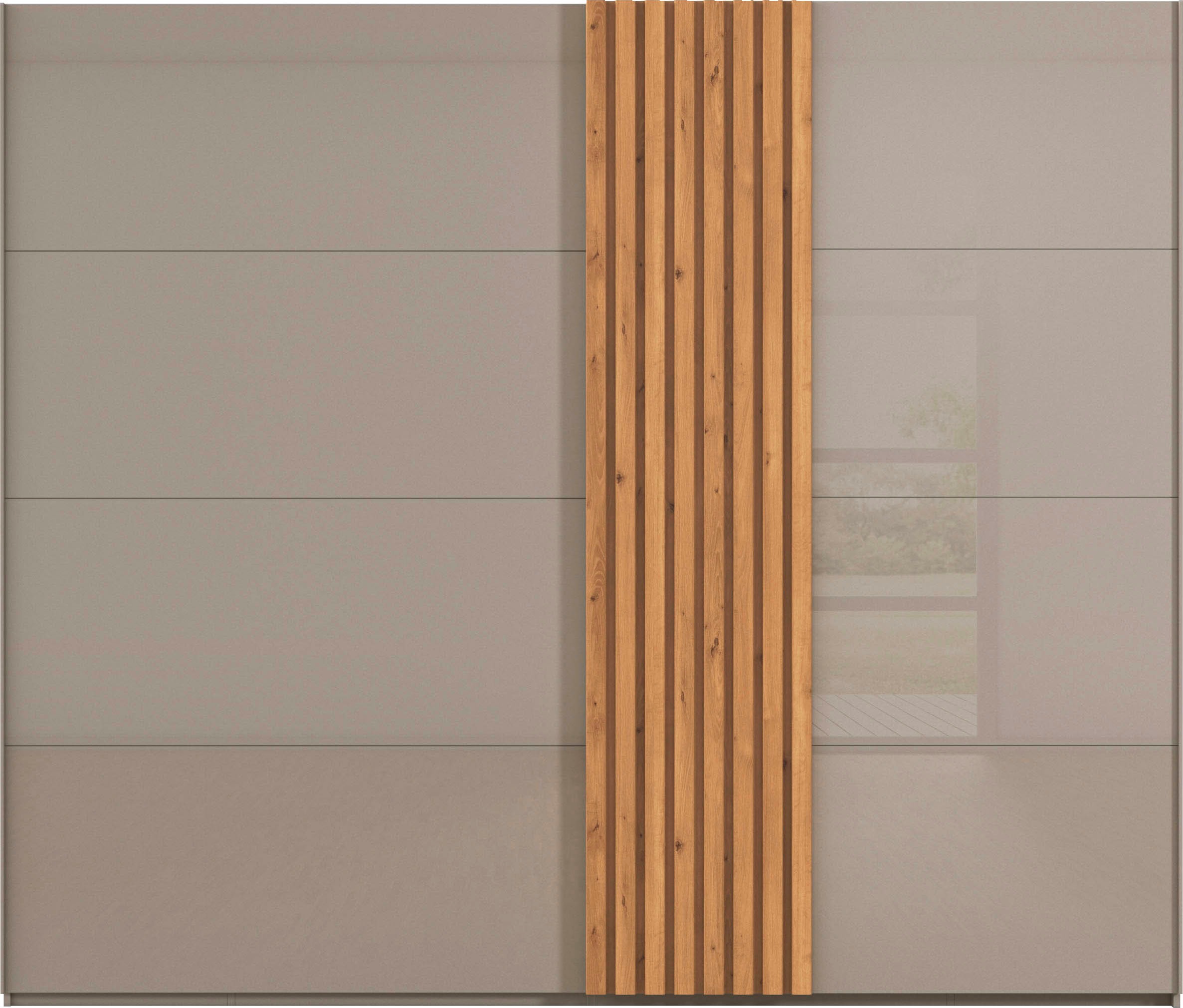 rauch Schwebetürenschrank »Kleiderschrank Schrank Garderobe Wäscheschrank TEGIO«, mit hochwertigen Holzdekoraufleistung und Glasfront MADE IN GERMANY