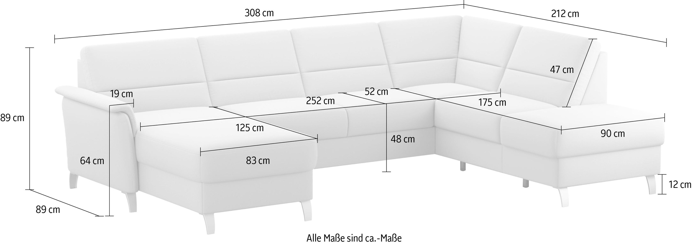 sit&more Wohnlandschaft »Palmera U-Form«, Federkern, wahlweise mit Bettfunktion und mit/ohne Stauraum