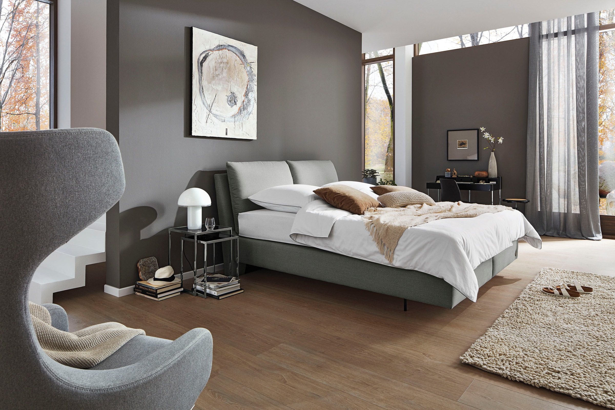 Birkenstock Boxspringbett »Linz«, mit Kopfteil in Kissenoptik
