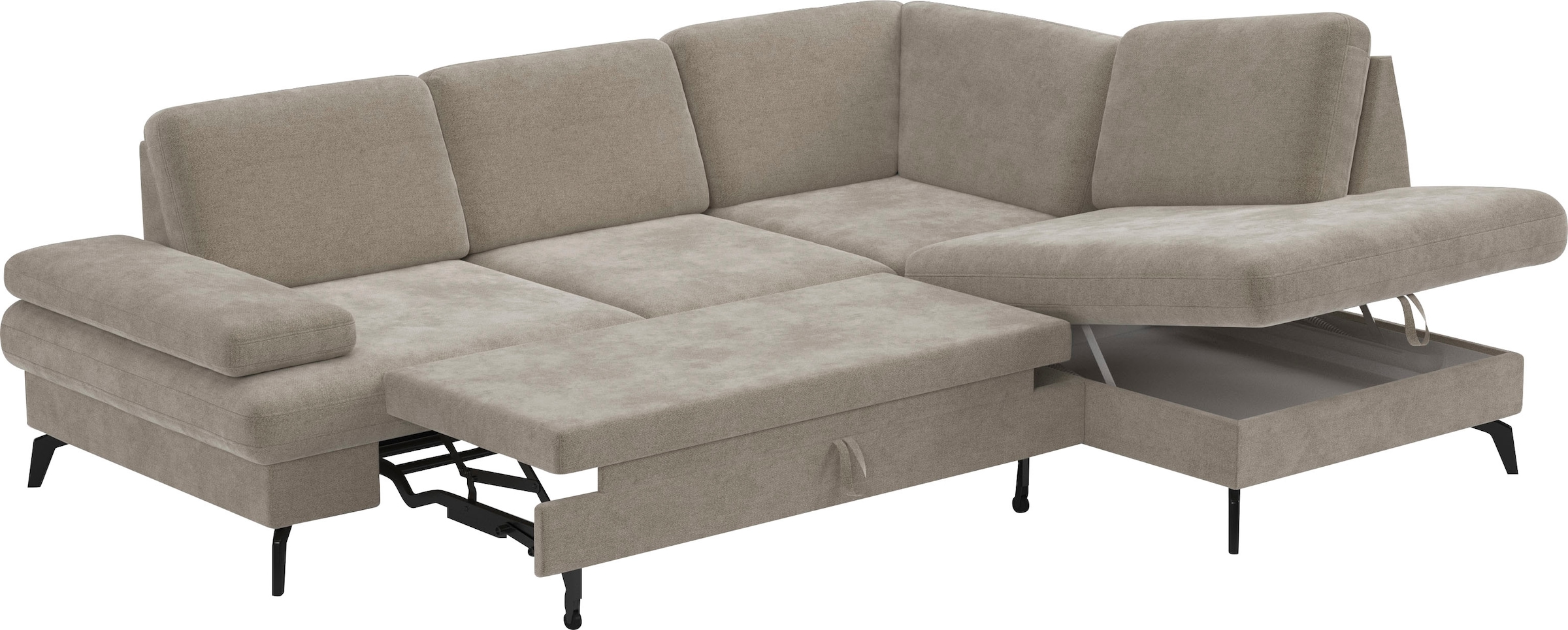 sit&more Ecksofa »Morris L-Form, inkl. Sitztiefenverstellung«, wahlweise mit Armteilverstellung, Bettfunktion & Bettkasten
