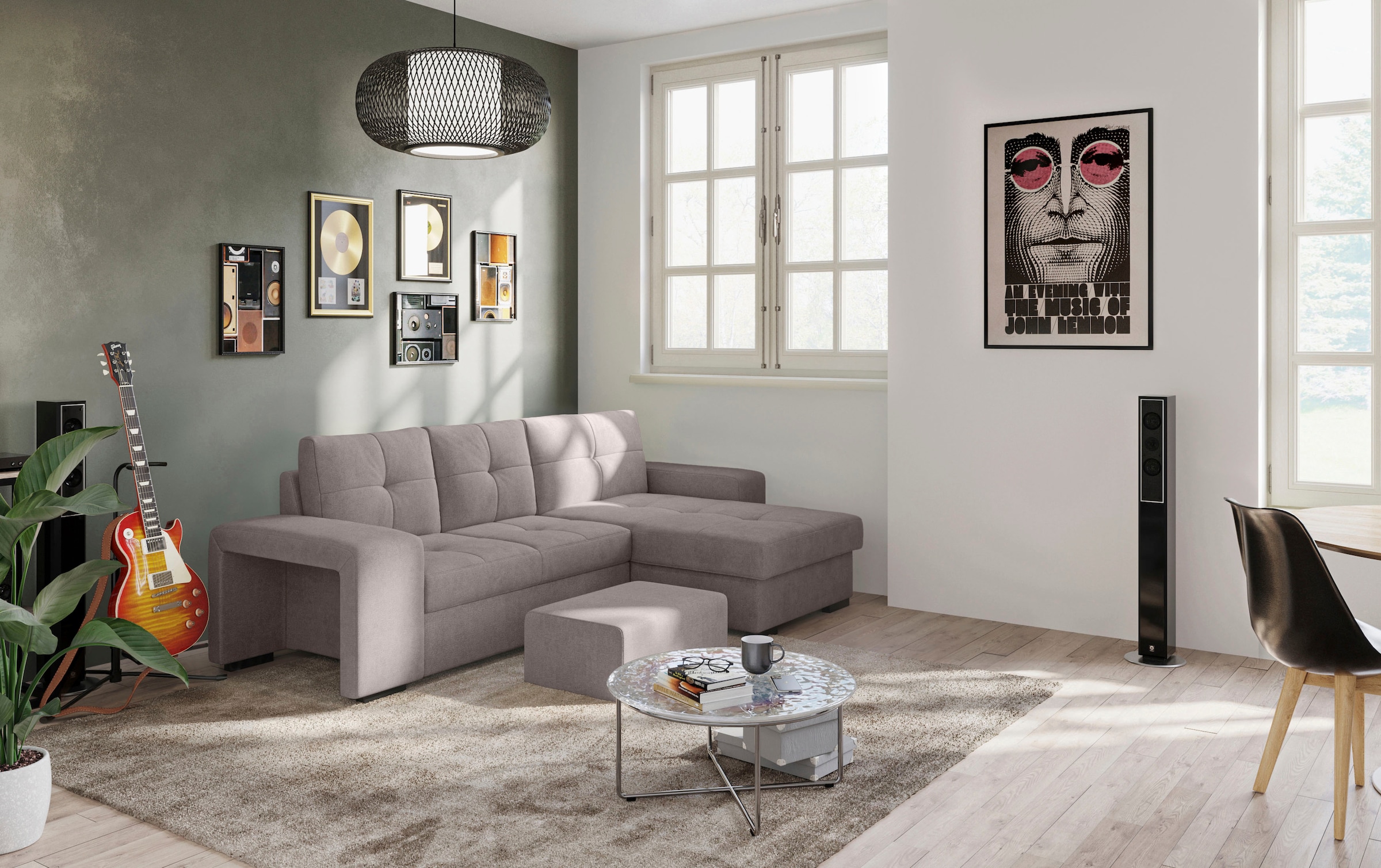 COTTA Ecksofa »Mattina L-Form« mit Hocker, wahlweise mit Bettfunktion & Bettkasten