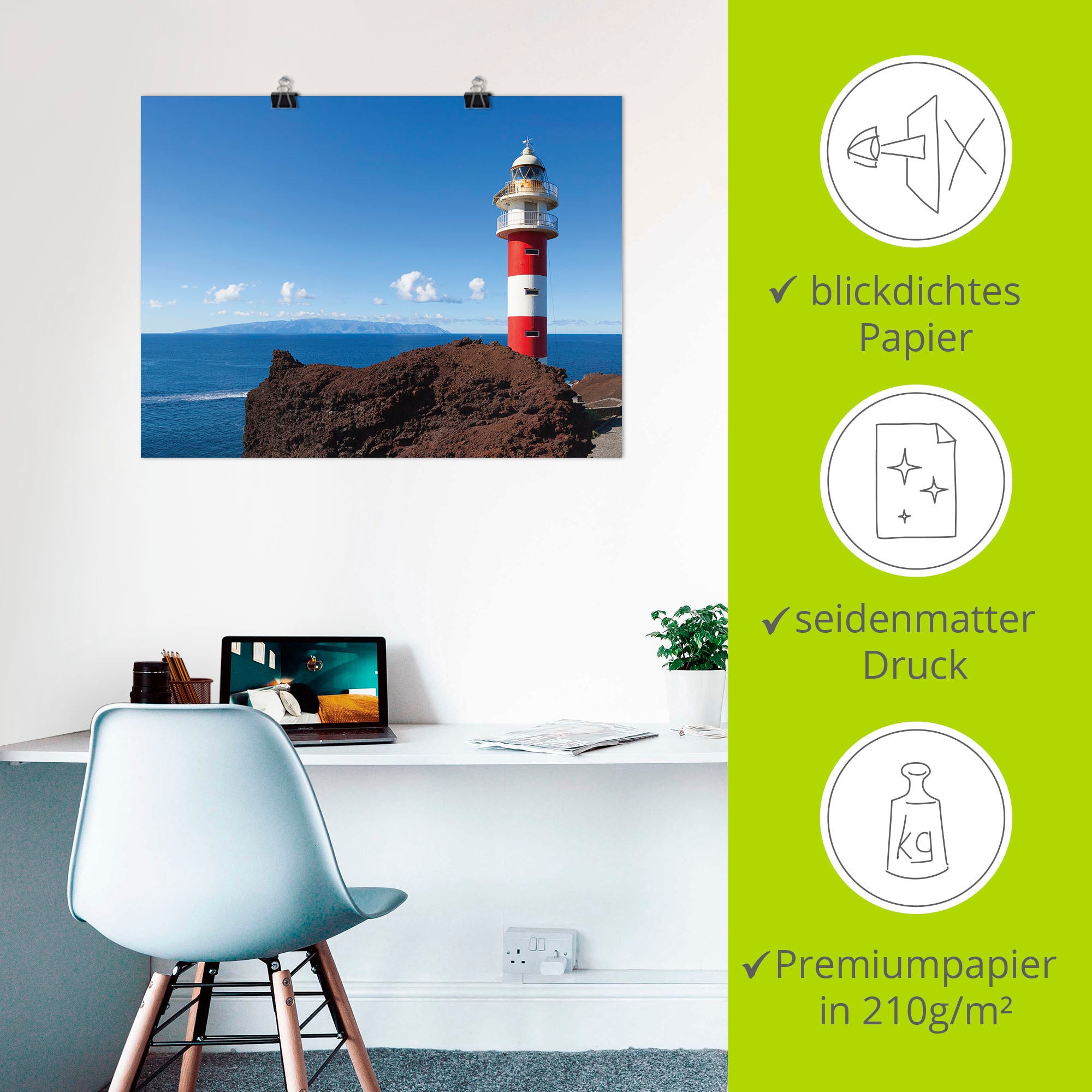 Artland Poster »Leuchtturm in Teneriffa«, Gebäude, (1 St.), als Alubild, Leinwandbild, Wandaufkleber oder Poster in versch. Größen