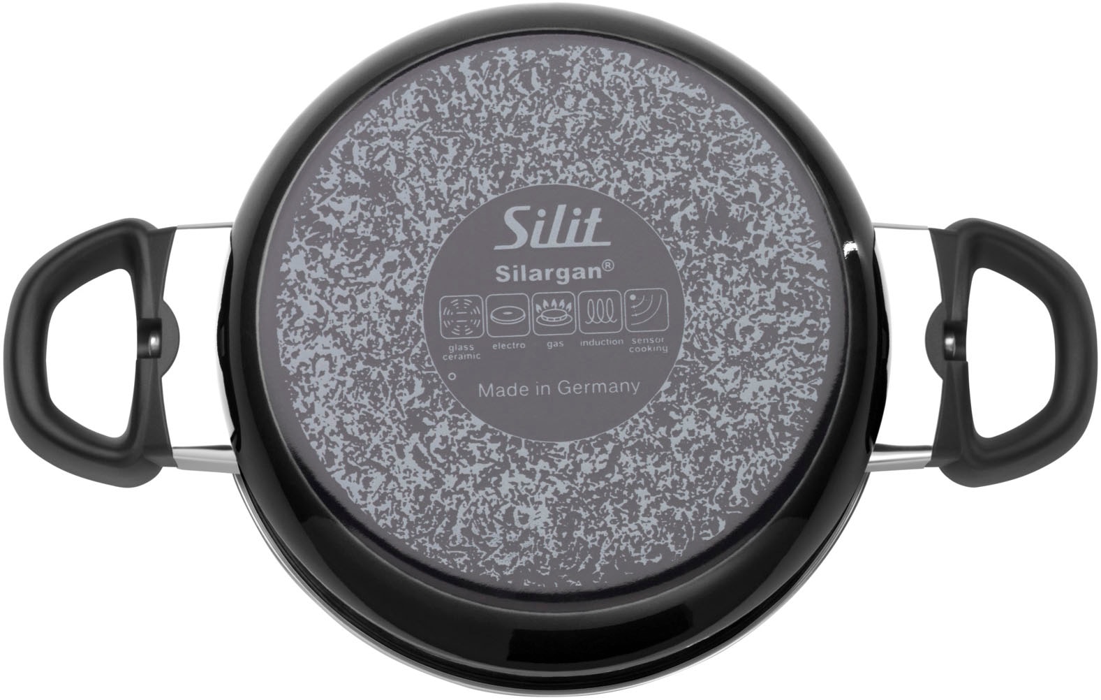 Silit Topf-Set »Modesto Line Black, Induktionstöpfe spülmaschinengeeignet«, Silargan®, (Set, 7 tlg., je 1 Fleischtopf mit Deckel Ø 16/20/24 cm, 1x Stielkasserolle Ø 16 cm), für alle gängigen Herdarten geeignet, Made in Germany