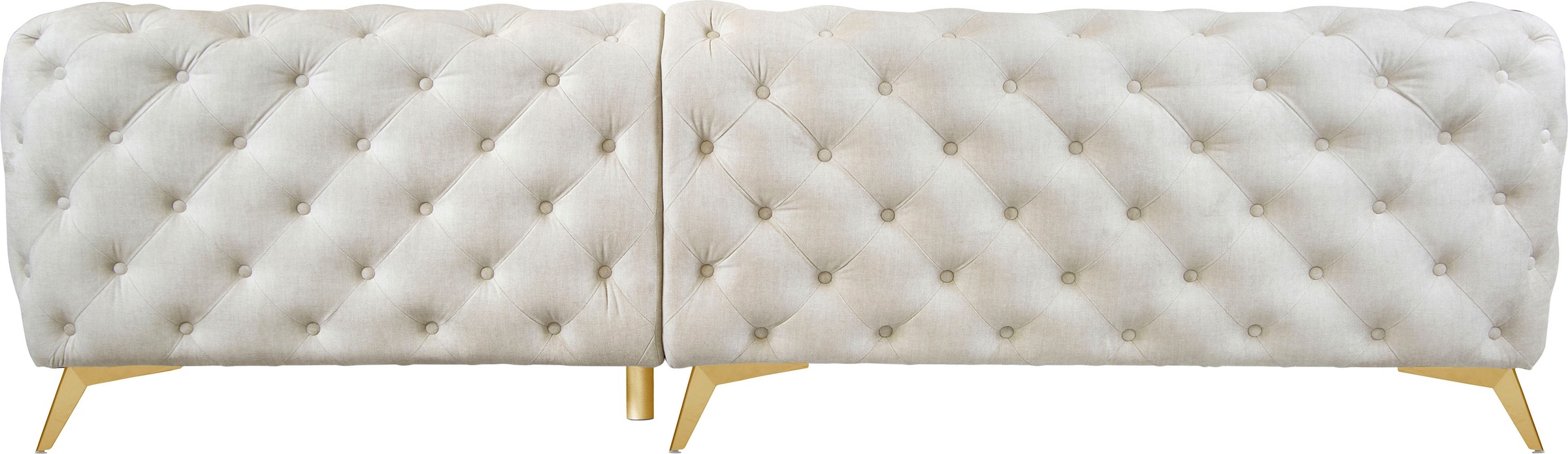 Leonique Chesterfield-Sofa »Ecksofa GLYNIS L-Form mit Wellenunterfederung, Maße B/T/H 264/204/75cm«, aufwändige Knopfheftung, moderne Chesterfield Optik, Fußfarbe wählbar