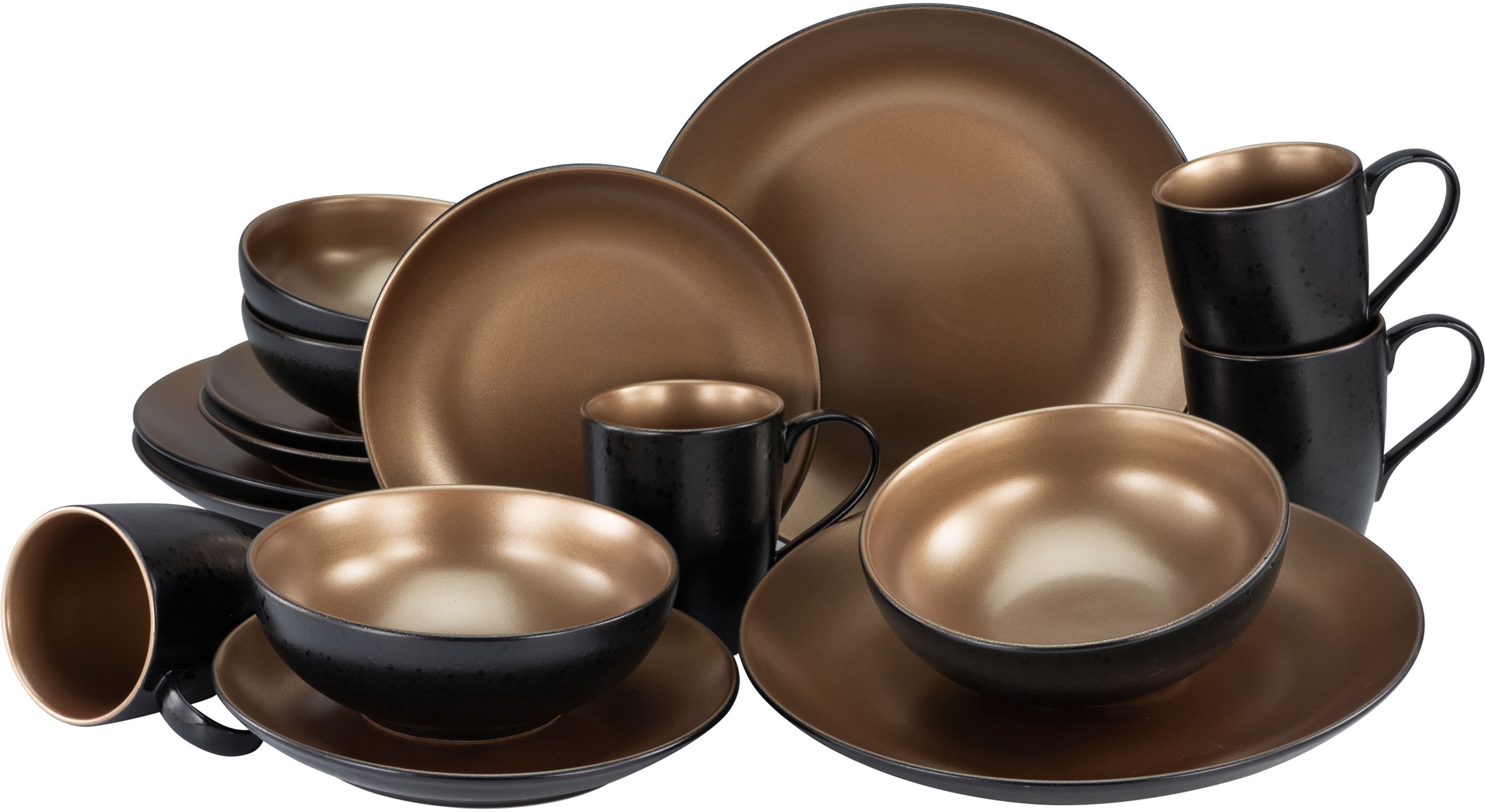 CreaTable Kombiservice »Geschirr-Set Glamour Gold« Service, metallische Far günstig online kaufen