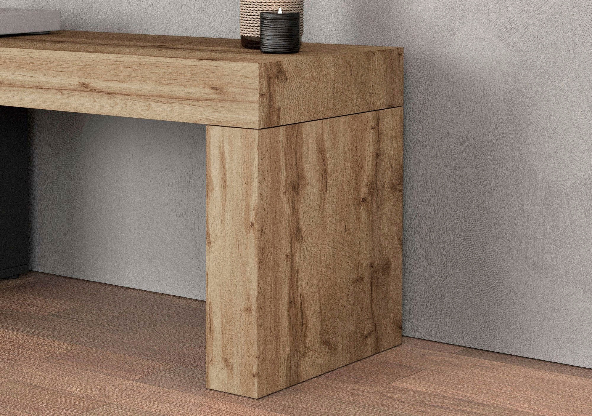 INOSIGN Lowboard »Chronos TV-Board, TV-Schrank«, (1 St., Breite verstellbar von 190 bis 350 cm), Breite 270 cm TV-Board,Lowboard,1 Klappe und ein L-Förmiger Aufsatz
