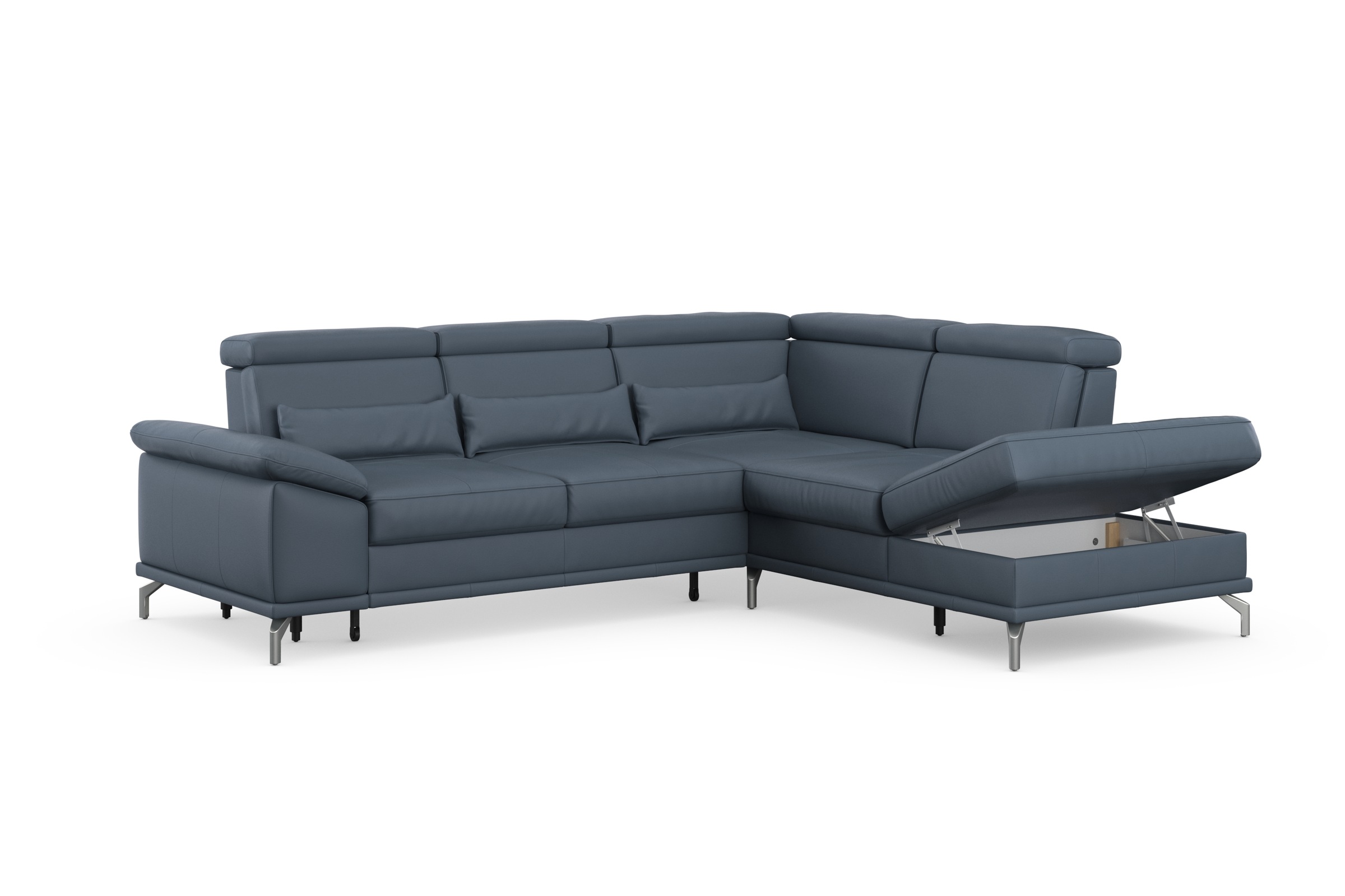 sit&more Ecksofa »Cabrio L-Form, mit Sitztiefenverstellung, Arm- und Kopfteilverstellung«, 3 Nierenkissen, Federkern, optional Bettfunktion und Stauraum