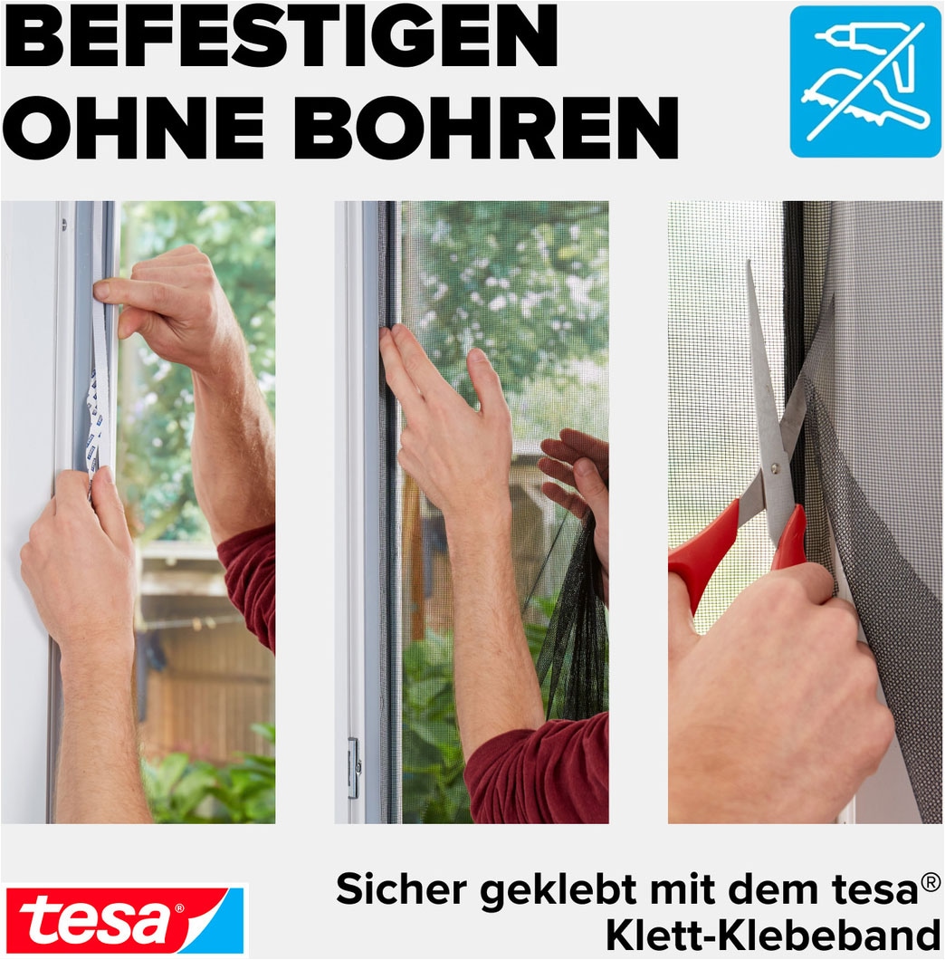 tesa Fliegengitter-Gewebe »Premium für Türen - ohne Bohren« Packung, Fliegennetz, Klettband, 1 Stk. tlg. Insektenschutz mit Klettband, zuschneidbar - ohne Bohren