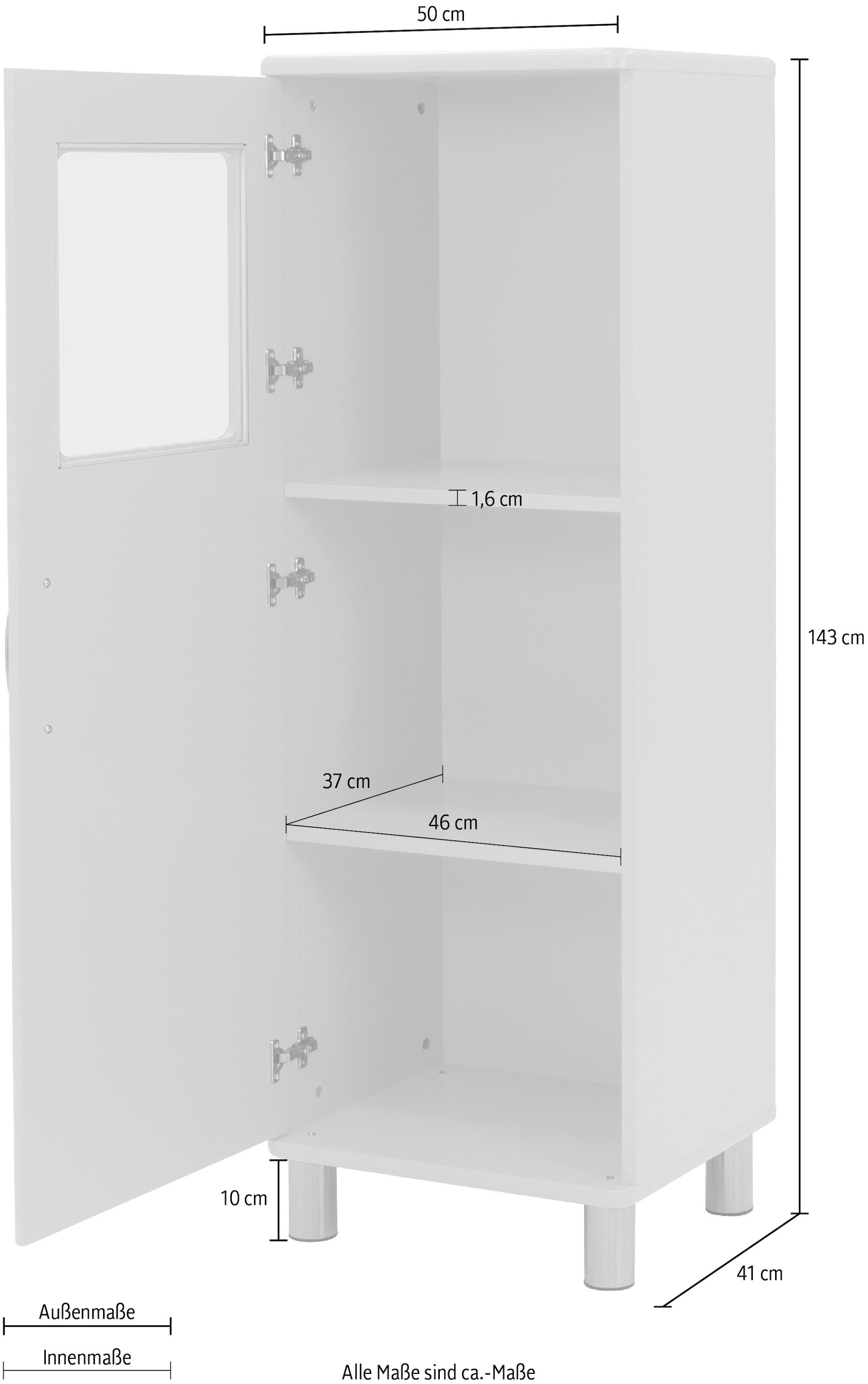 Vitrine Tenzo Tür, kaufen 143 cm »Malibu«, Glaseinsatz in oberen Höhe (1 St.), zwei Raten mit Einlegeböden, der auf