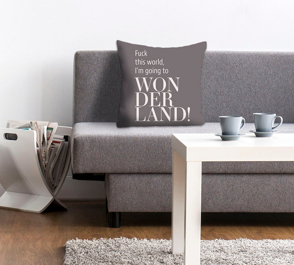 queence Dekokissen »Wonderland«, mit Schriftzug, Kissenhülle ohne Füllung, günstig online kaufen