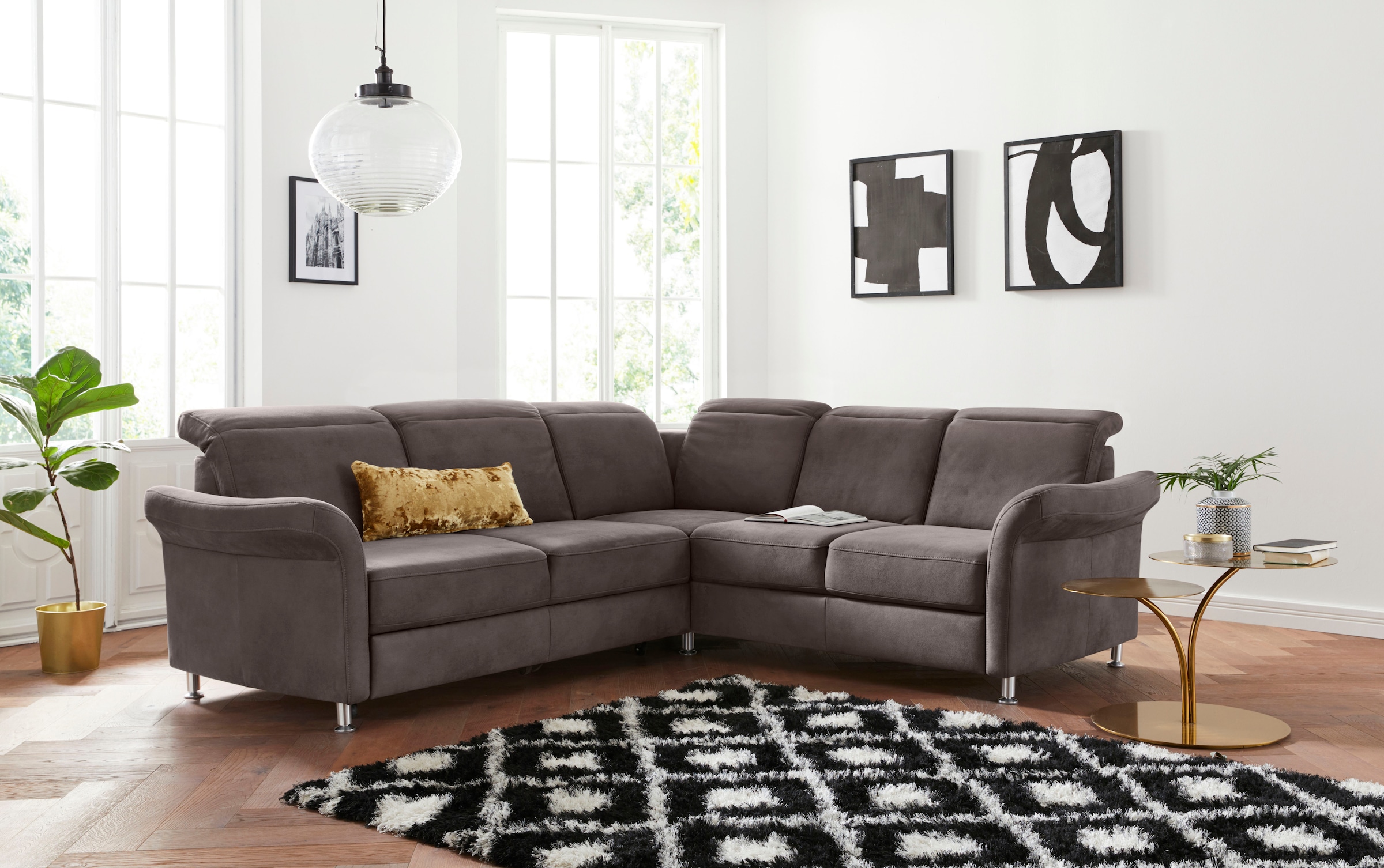 sit&more Ecksofa »Darwin L-Form« inklusive Federkern, wahlweise mit Kopftei günstig online kaufen