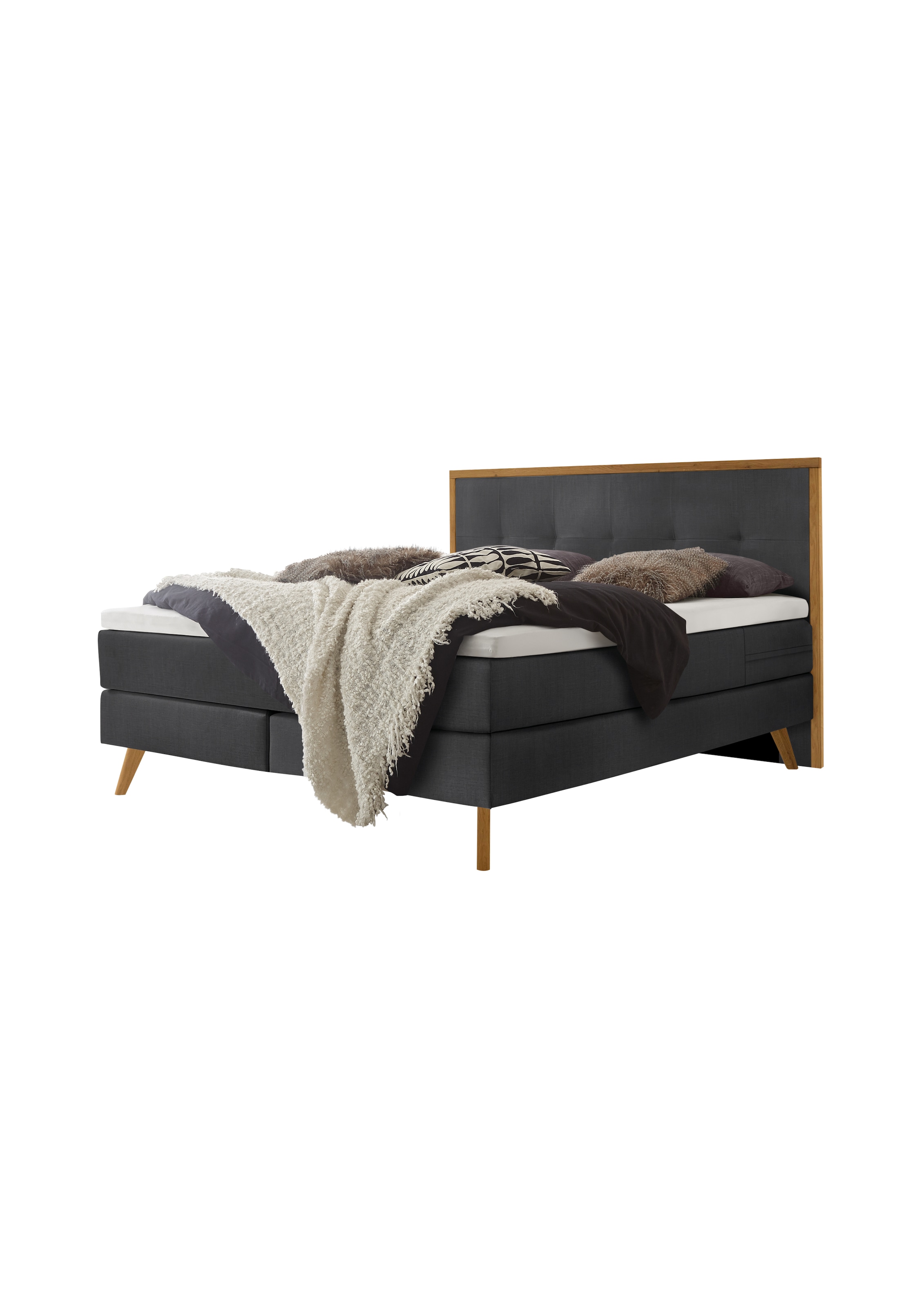 3. Bild von HASENA Boxspringbett Nordic, inkl. Topper, Kopfteilrahmen und Füsse aus massiver Eiche