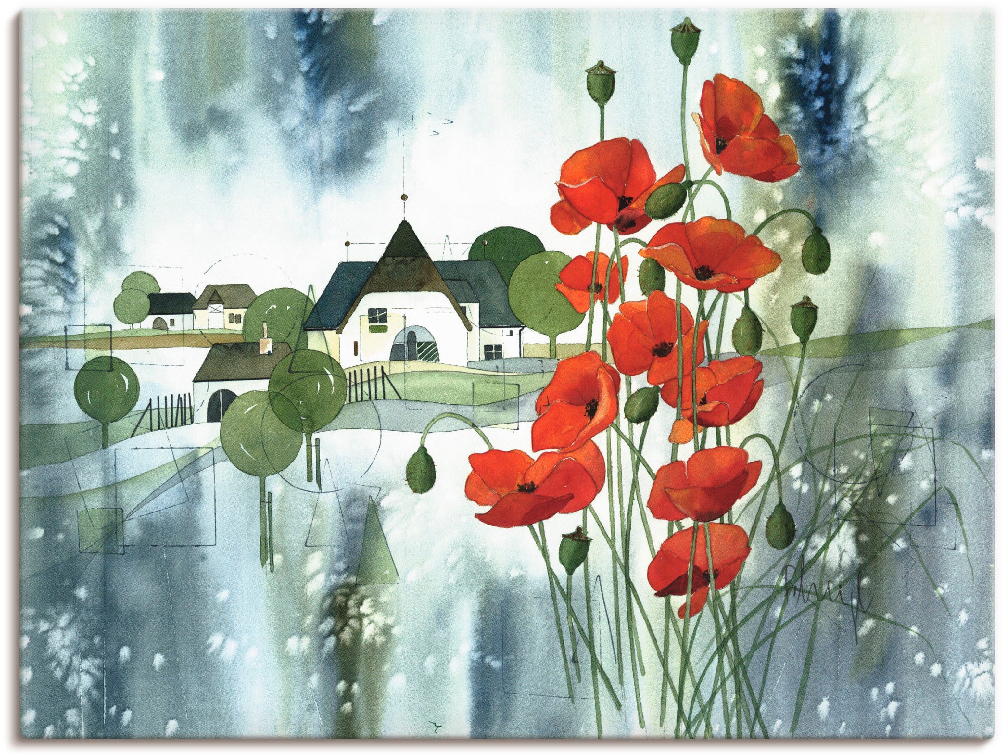 Artland Leinwandbild "Blühender Mohn", Blumen, (1 St.), auf Keilrahmen gesp günstig online kaufen