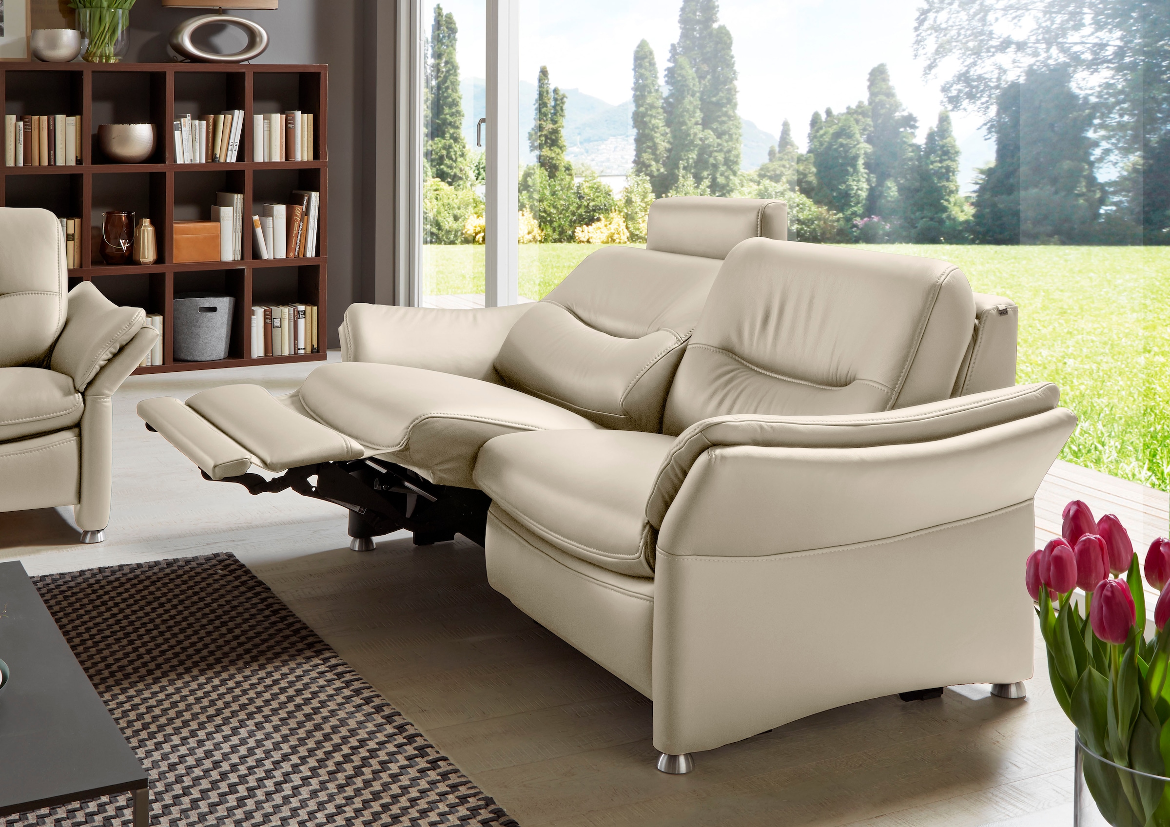 HUKLA 2,5-Sitzer »HU-SF15058 Ledersofa, Breite 194 cm«, aus Leder, optional Kopfstütze u. WallAway-Funktion