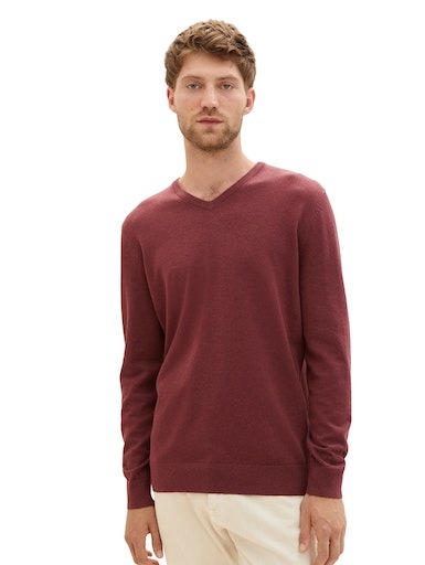 schön und einzigartig TOM TAILOR Logostickerei jetzt V-Ausschnitt-Pullover, mit bestellen