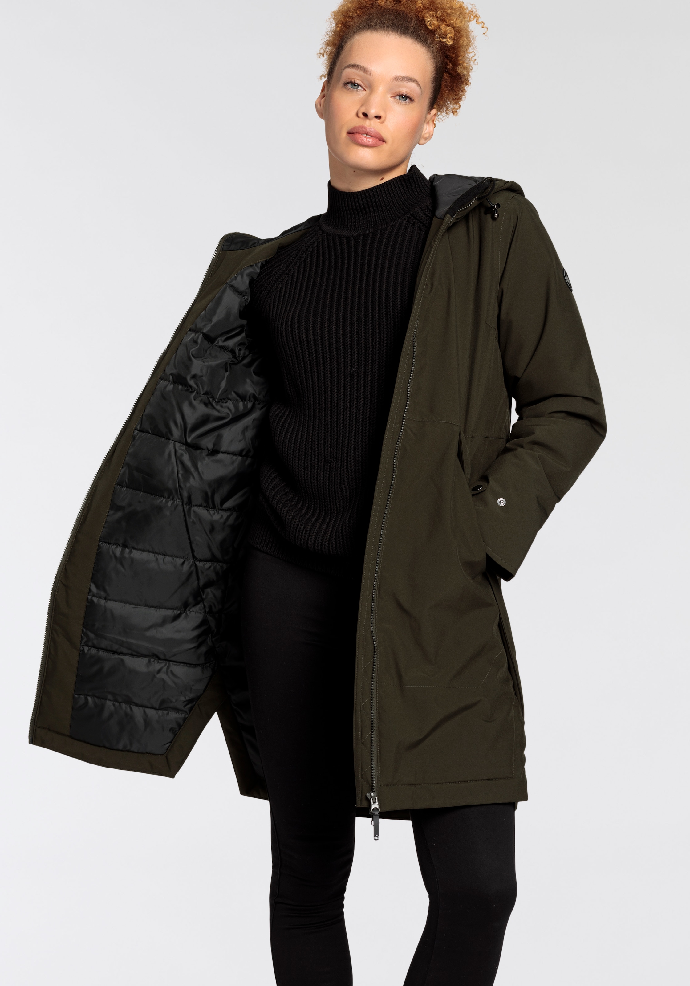 Polarino Funktionsparka mit Kapuze Relaxed Fit, wasserdicht, winddicht, atmungsaktiv