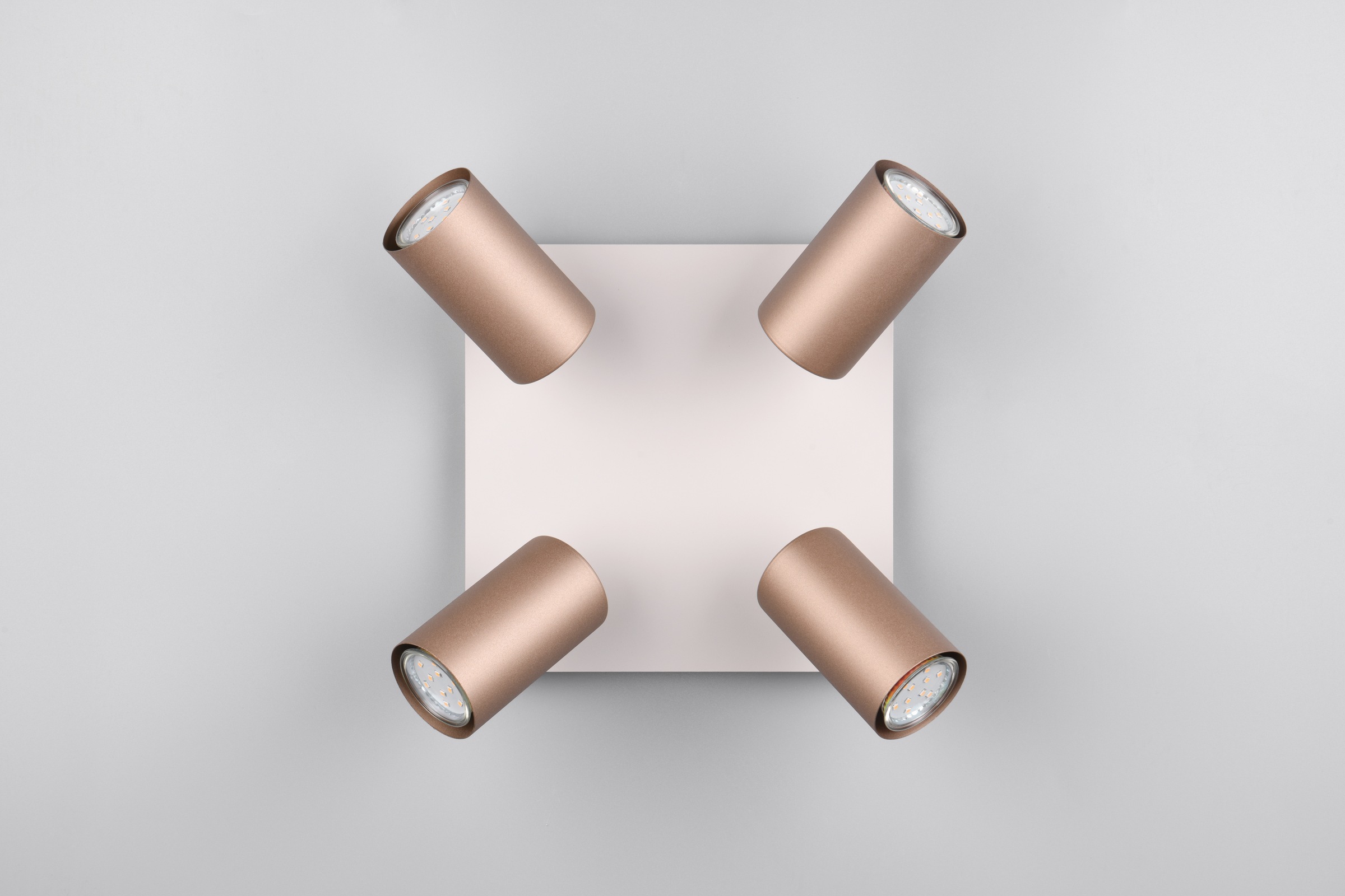 TRIO Leuchten Deckenstrahler »MARLEY, GU10 Deckenspot 1-flammig, exkl 4x GU10 max 35W, Wandspot«, 4 flammig, Leuchtmittel GU10 | Leuchtmittel wechselbar, flexibel verstellbarer GU10 Deckenspot in coffee + warm grey, 24x24 cm