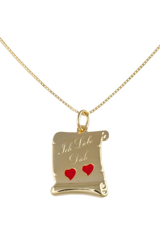 Firetti Kette mit Anhänger »Schmuck Geschenk Gold 375 Halsschmuck Halskette Goldkette Venezianer«, mit Emaille und fester Gravur "Ich liebe Dich"