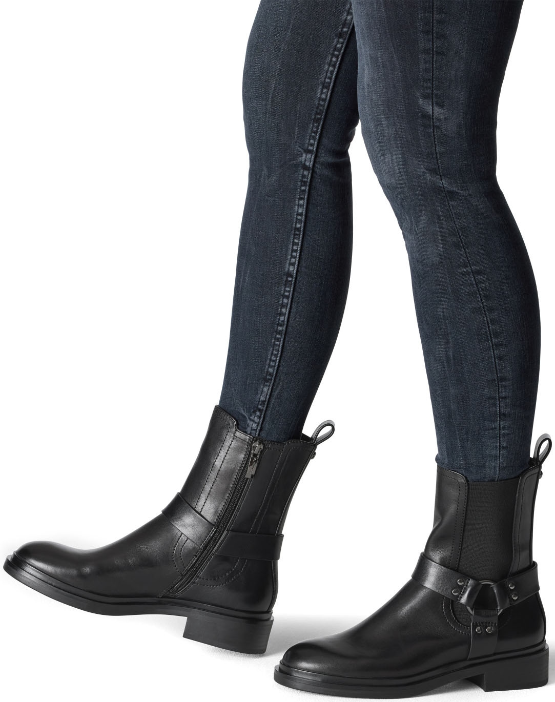 Tamaris Bikerboots, Blockabsatz, Chelseaboots, Stiefelette mit Zierriegel und NIeten