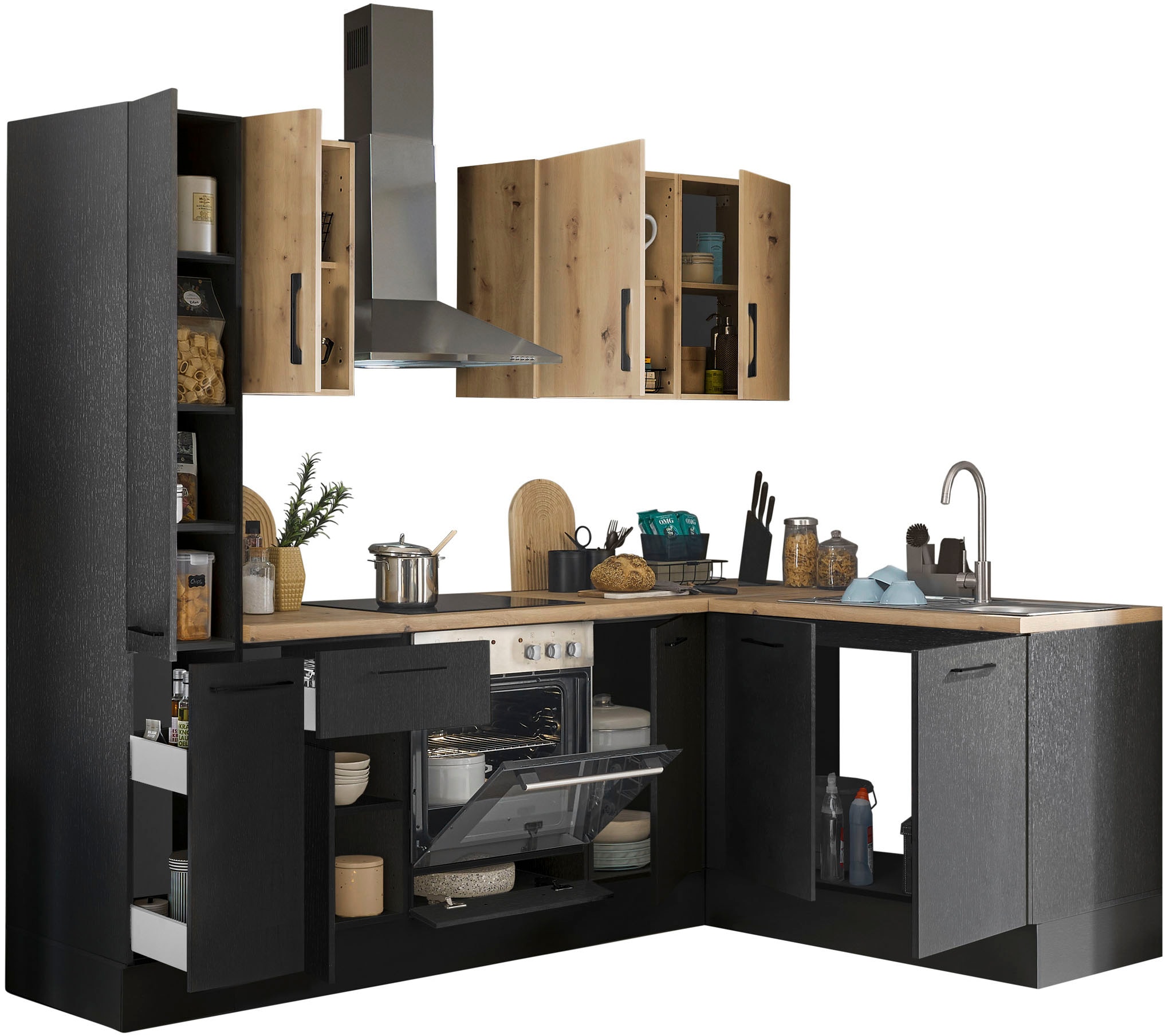BASIC by Balculina Winkelküche »Turin«, Stellbreite 240x175 cm, wahlweise mit E-Geräten