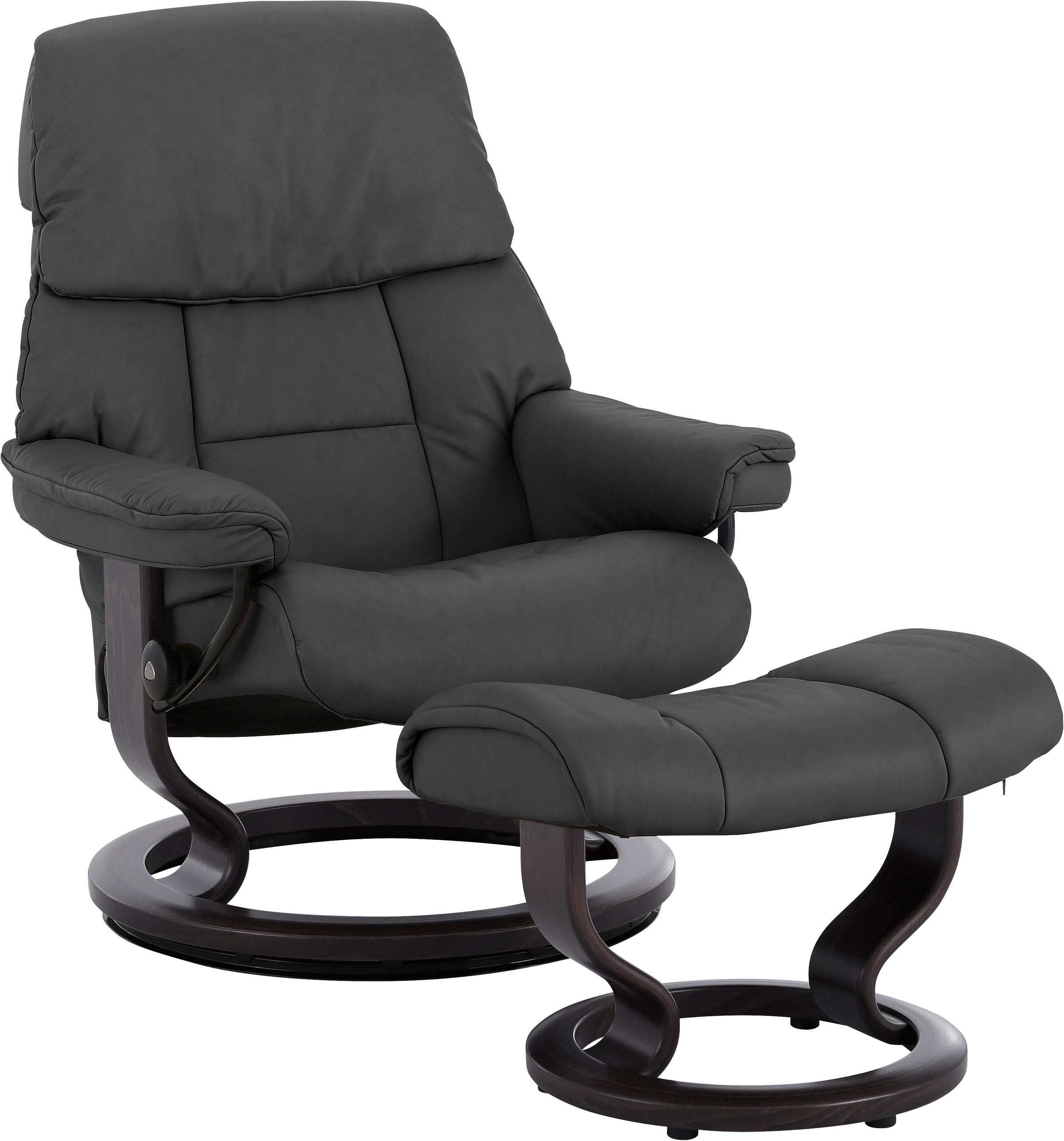 Stressless® Relaxsessel »Ruby«, (Set, Relaxsessel mit Hocker), mit Classic Base, Größe M, Gestell Eiche, Wenge, Braun & Schwarz